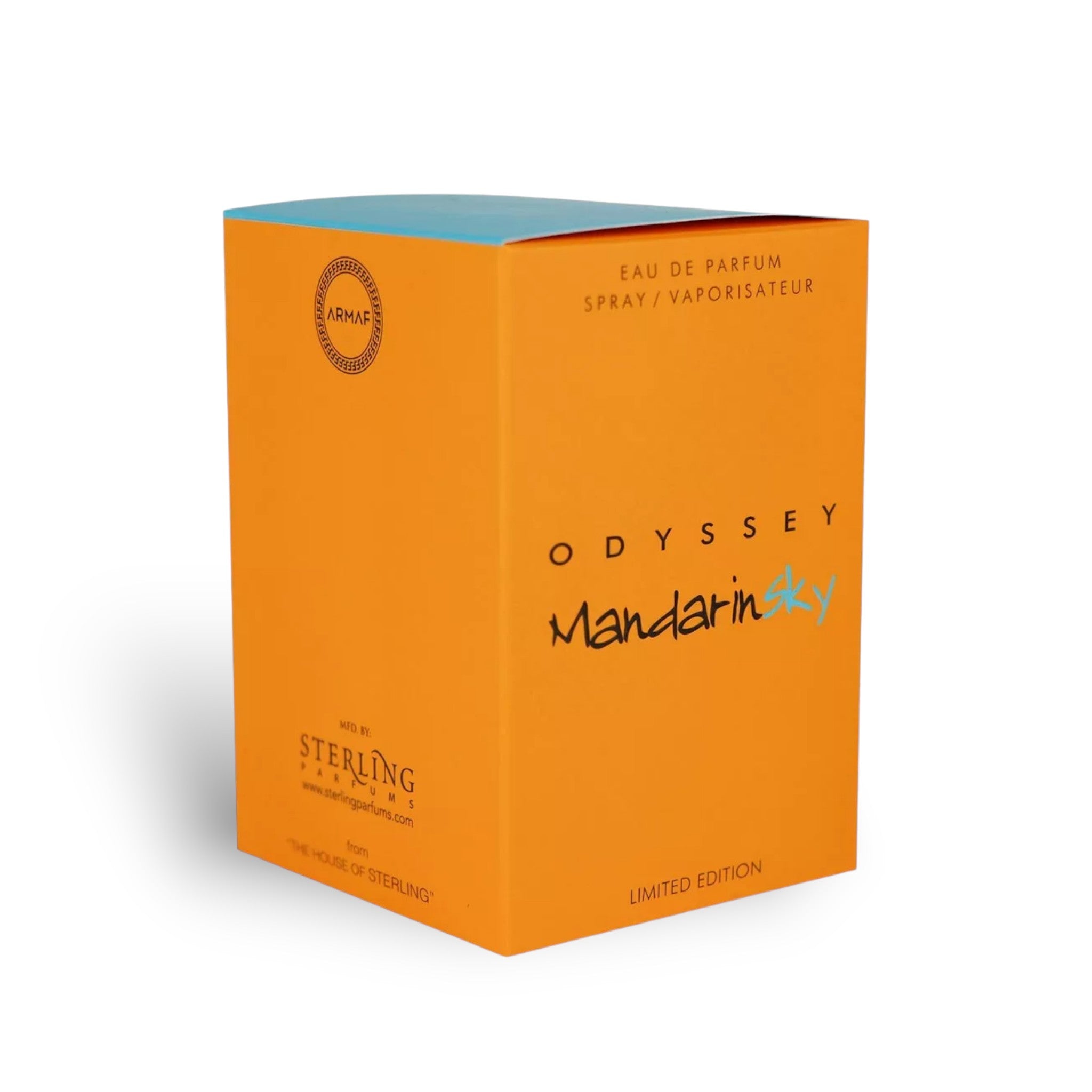 Odyssey Mandarin Sky Limited Edition 100ml Eau de Parfum by Armaf perfume bottle close up