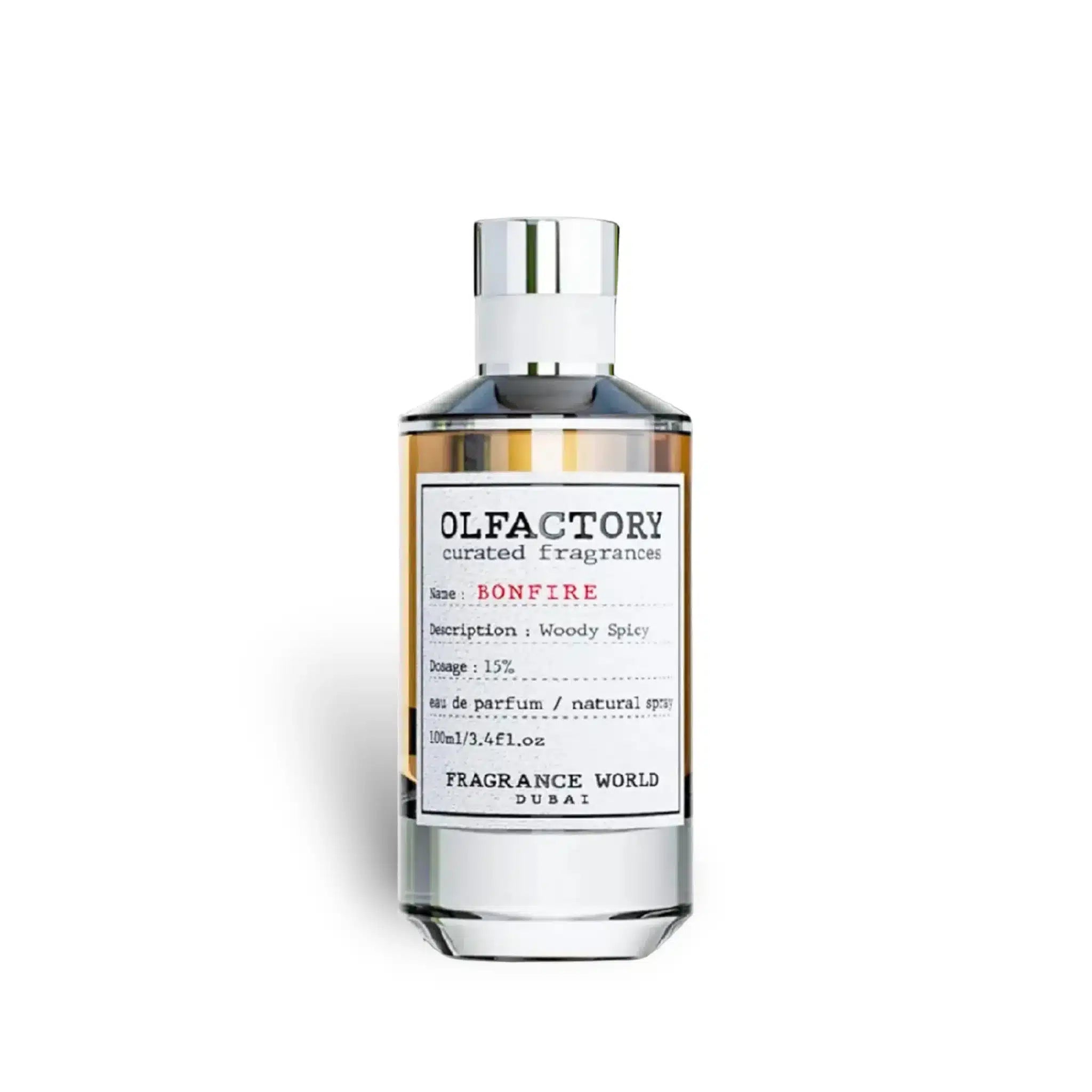 Olfactory Bonfire 100ml Eau de Parfum by Fragrance World fragrance packaging front view
