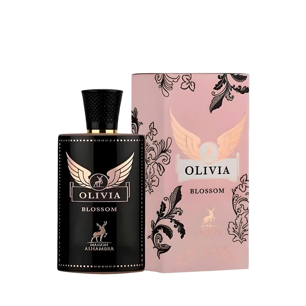 Olivia Blossom 80ml Eau de Parfum by Maison Alhambra bottle and box