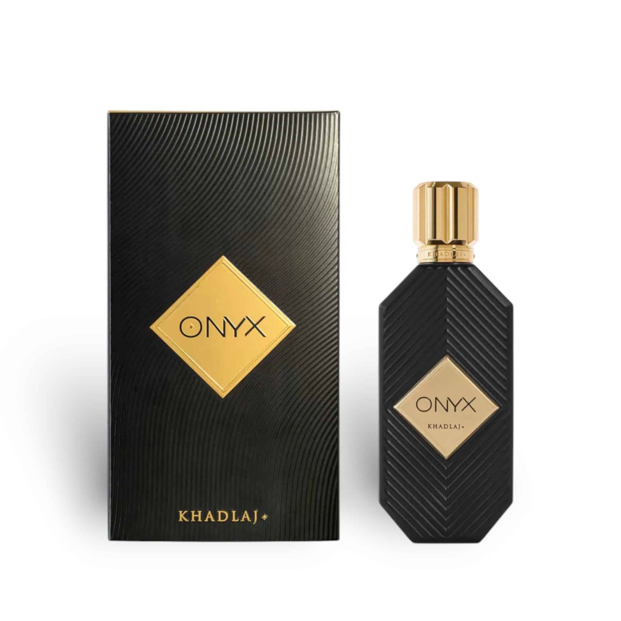 Onyx Gold 100ml Eau de Parfum by Khadlaj bottle and box