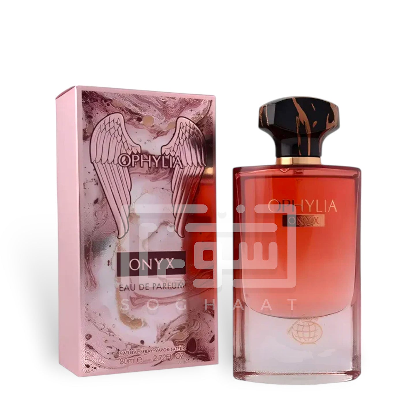 Ophylia Onyx 100ml Eau de Parfum by Fragrance World bottle and box