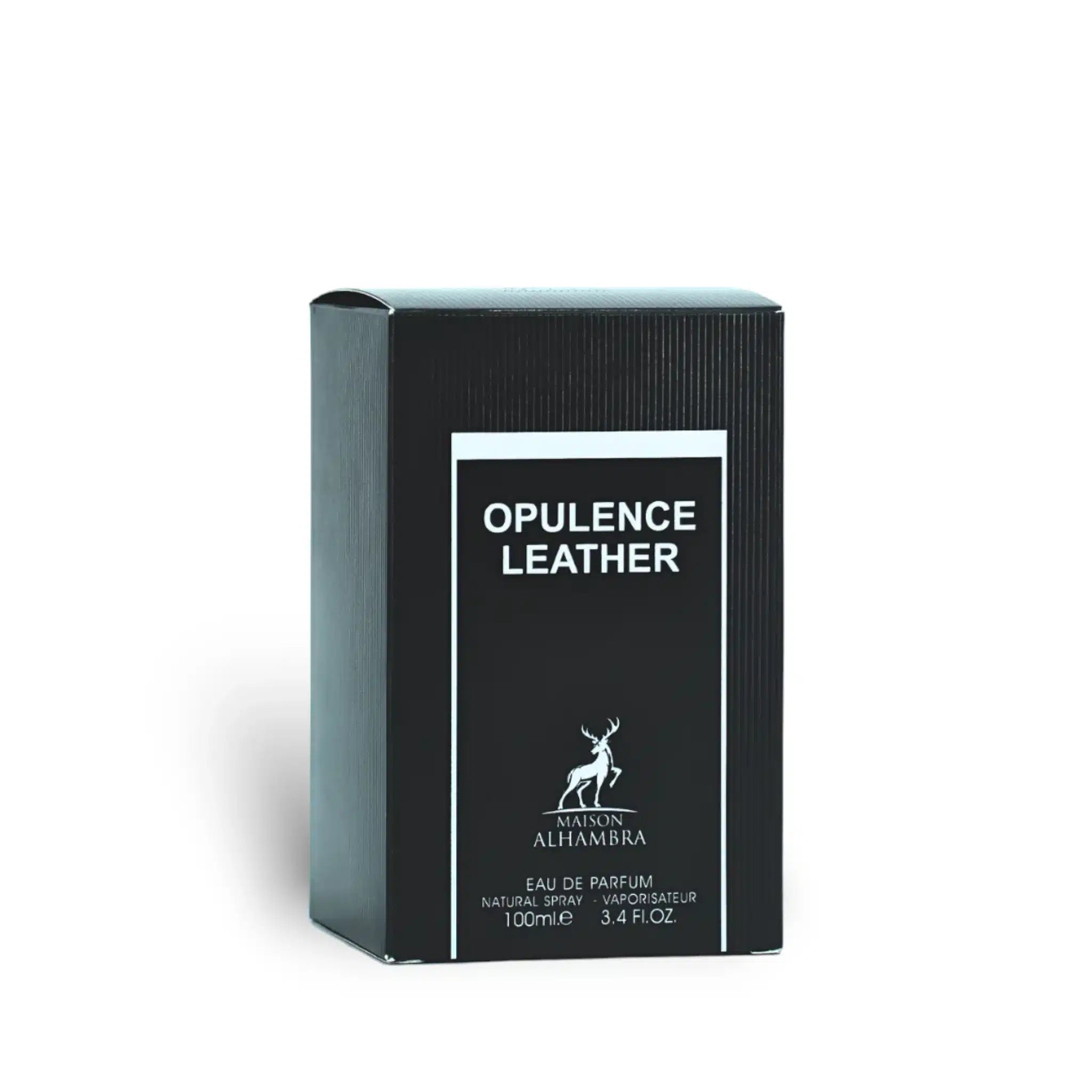 Opulence Leather (Amber & Leather) 100ml Eau de Parfum by Maison Alhambra perfume bottle close up