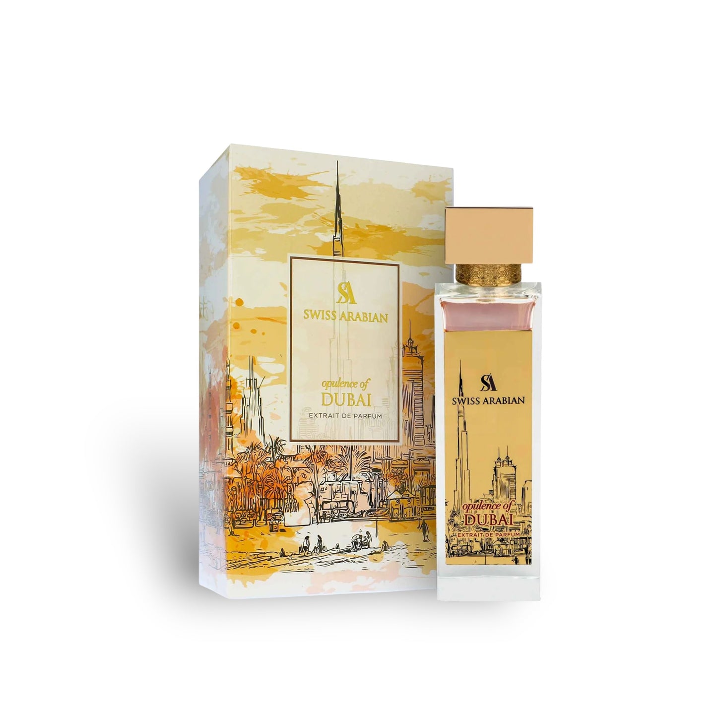 Opulence Of Dubai 100ml Extrait de Parfum by Swiss Arabian bottle and box