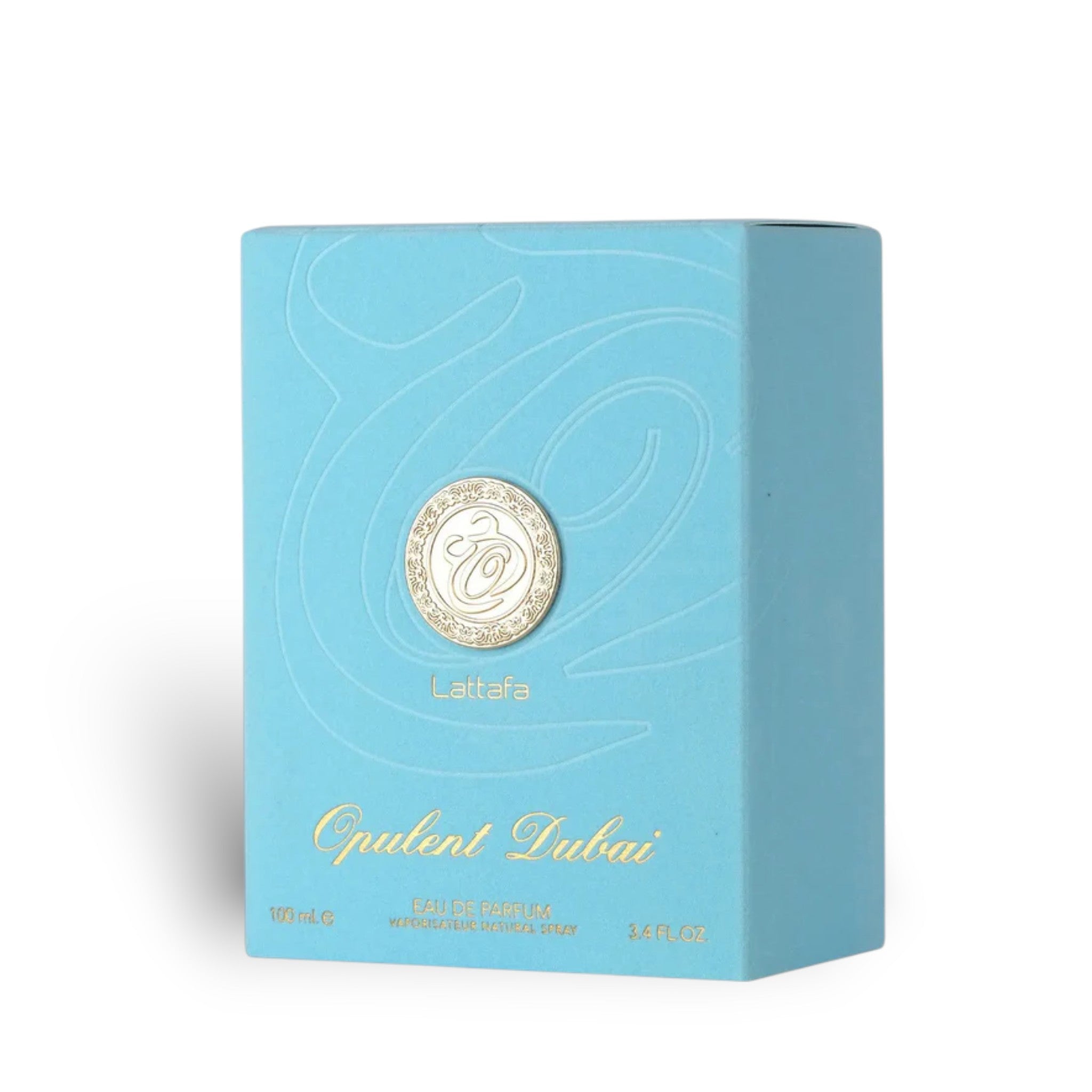 Opulent Dubai 100ml Eau de Parfum by Lattafa perfume bottle close up