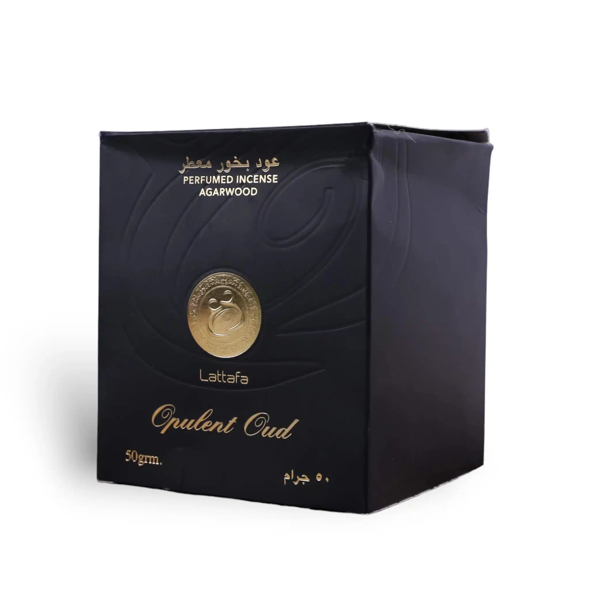 Opulent Oud 50g Bukhoor Incense by Lattafa bakhoor incense packaging