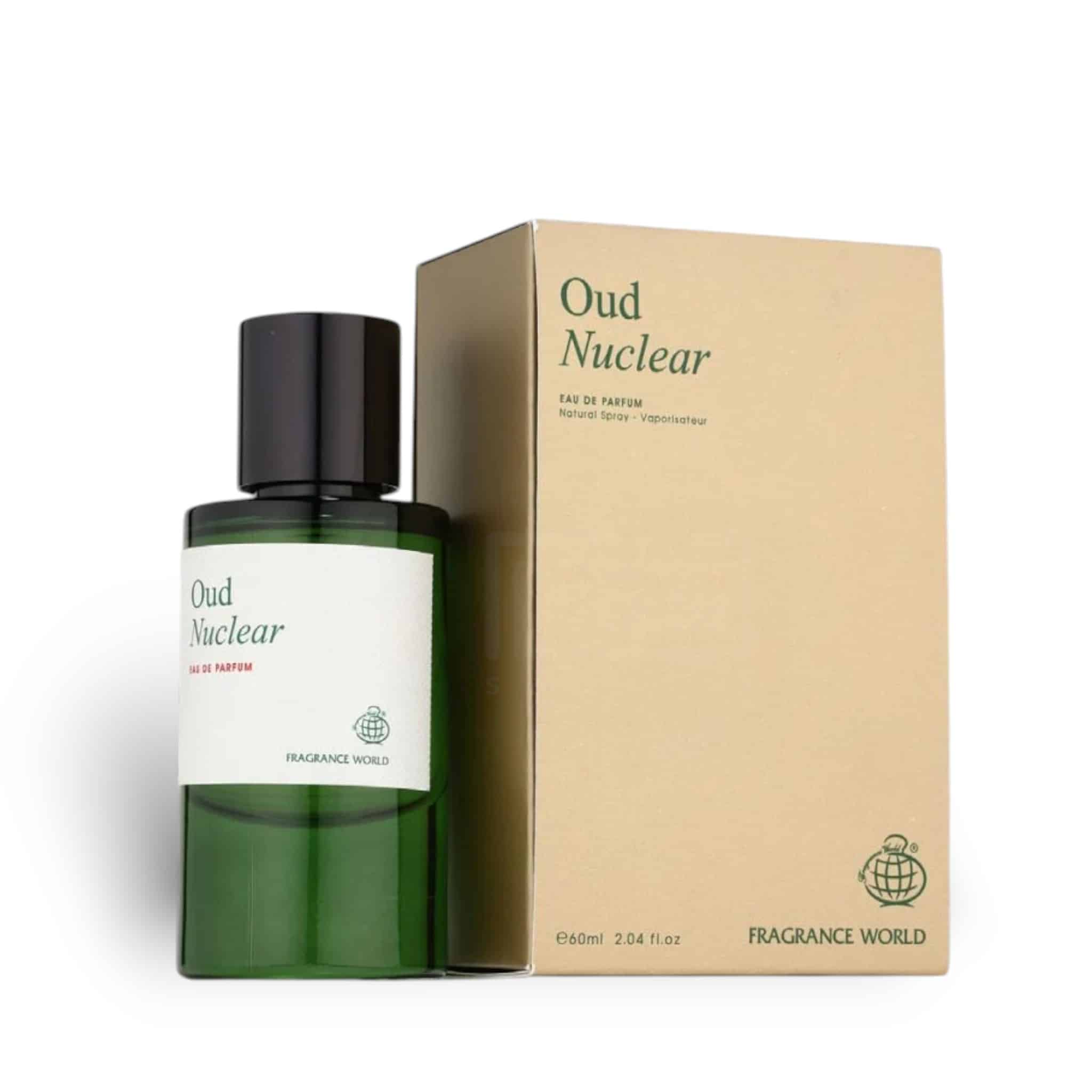 Oud Nuclear 60ml Eau de Parfum by Fragrance World bottle and box