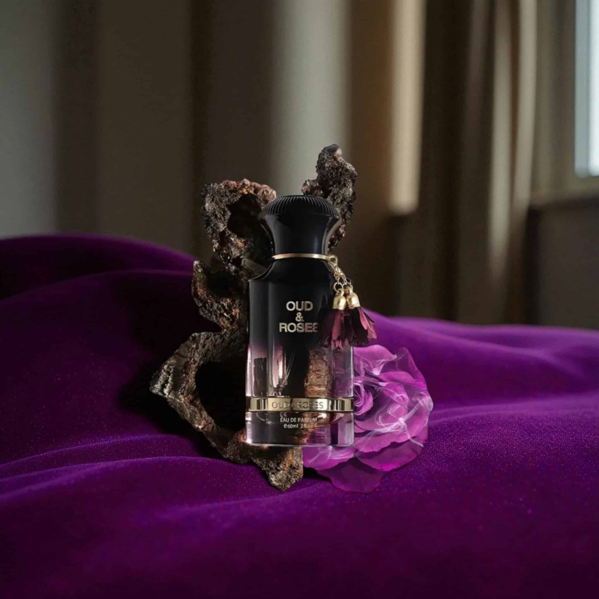 Oud &amp; Roses 60ml Eau de Parfum by Ahmed Al Maghribi fragrance bottle