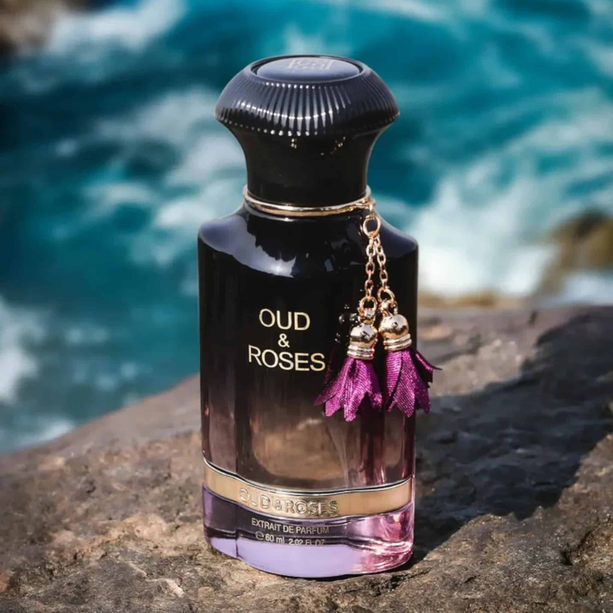 Oud &amp; Roses 60ml Eau de Parfum by Ahmed Al Maghribi fragrance bottle