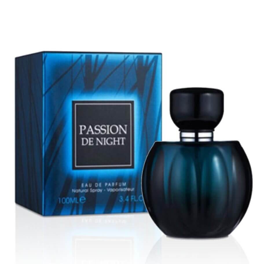 Passion De Night 100ml Eau de Parfum by Fragrance World bottle and box