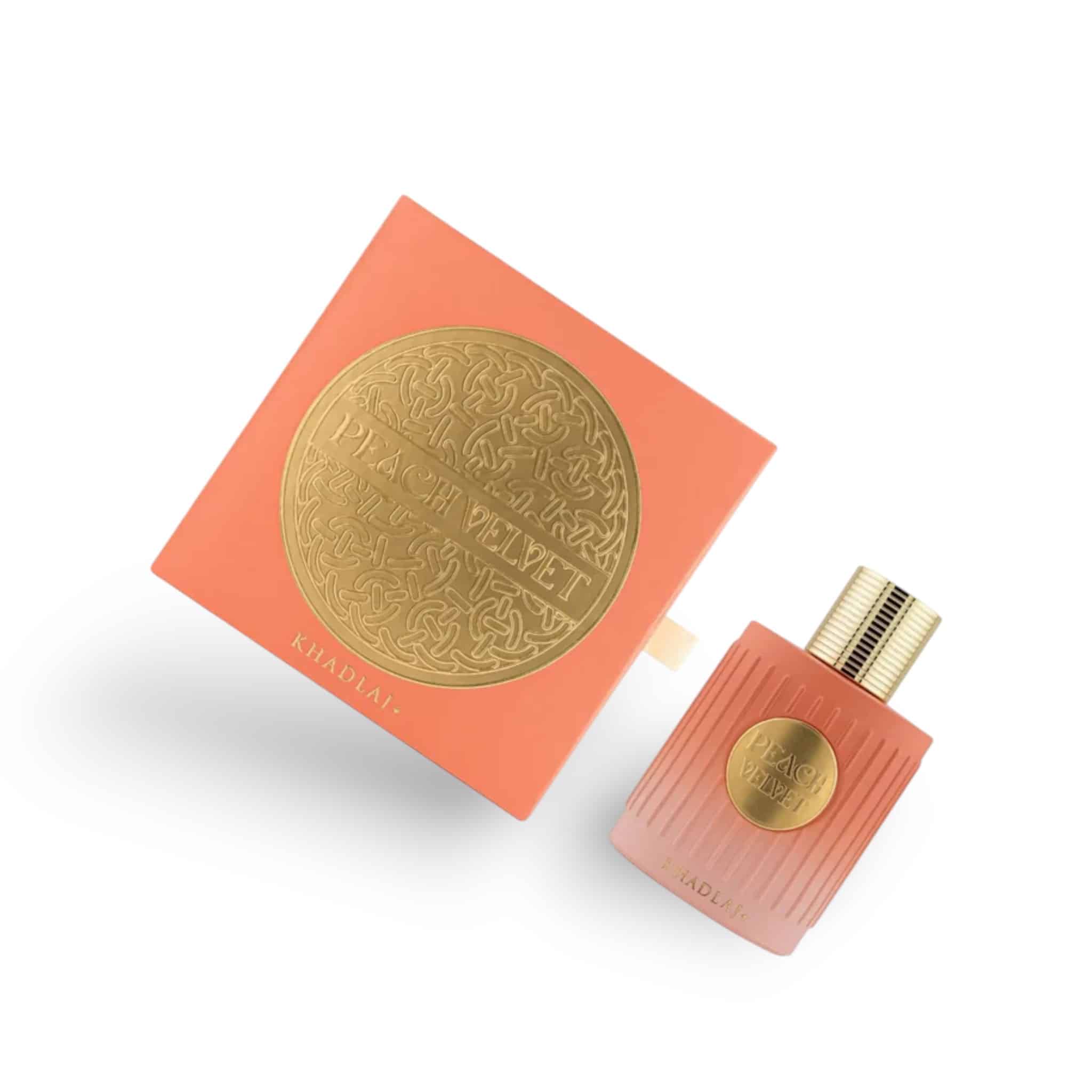 Peach Velvet 100ml Extrait de Parfum by Khadlaj perfume bottle close up
