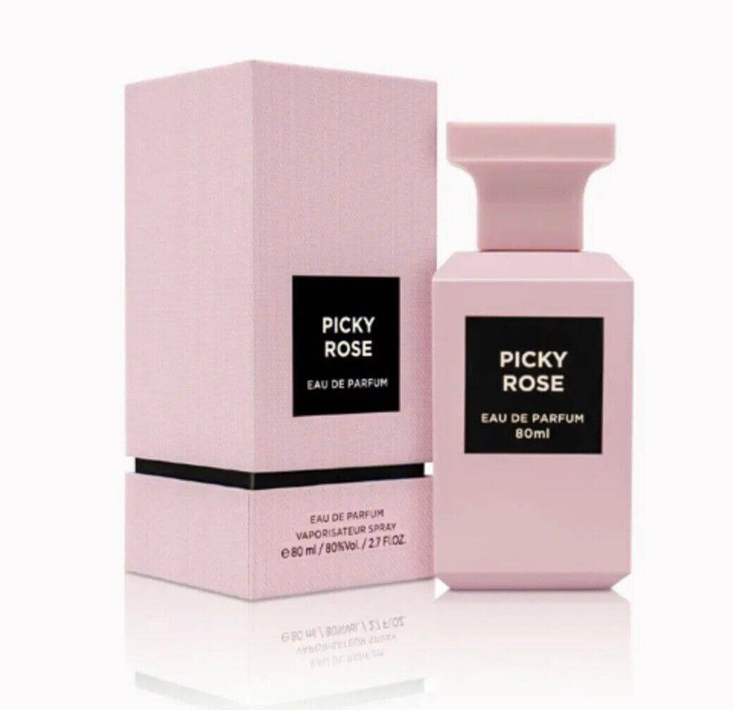 Picky Rose 80ml Eau de Parfum by Fragrance World perfume bottle close up