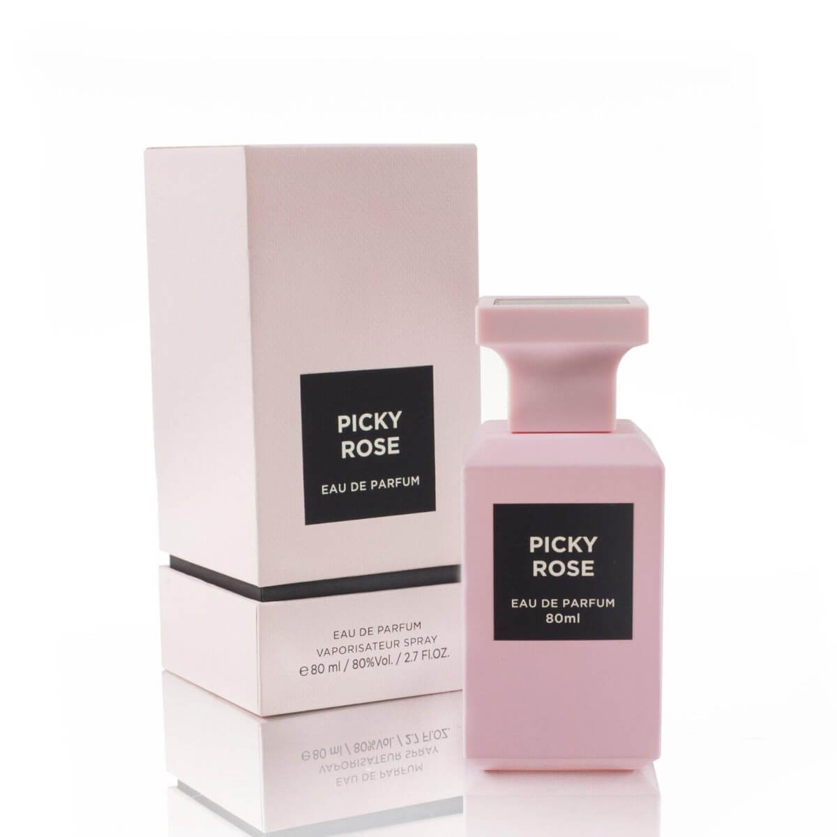 Picky Rose 80ml Eau de Parfum by Fragrance World bottle and box