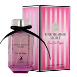 Pink Shimmer Secret 100ml Eau de Parfum by Maison Alhambra bottle and box