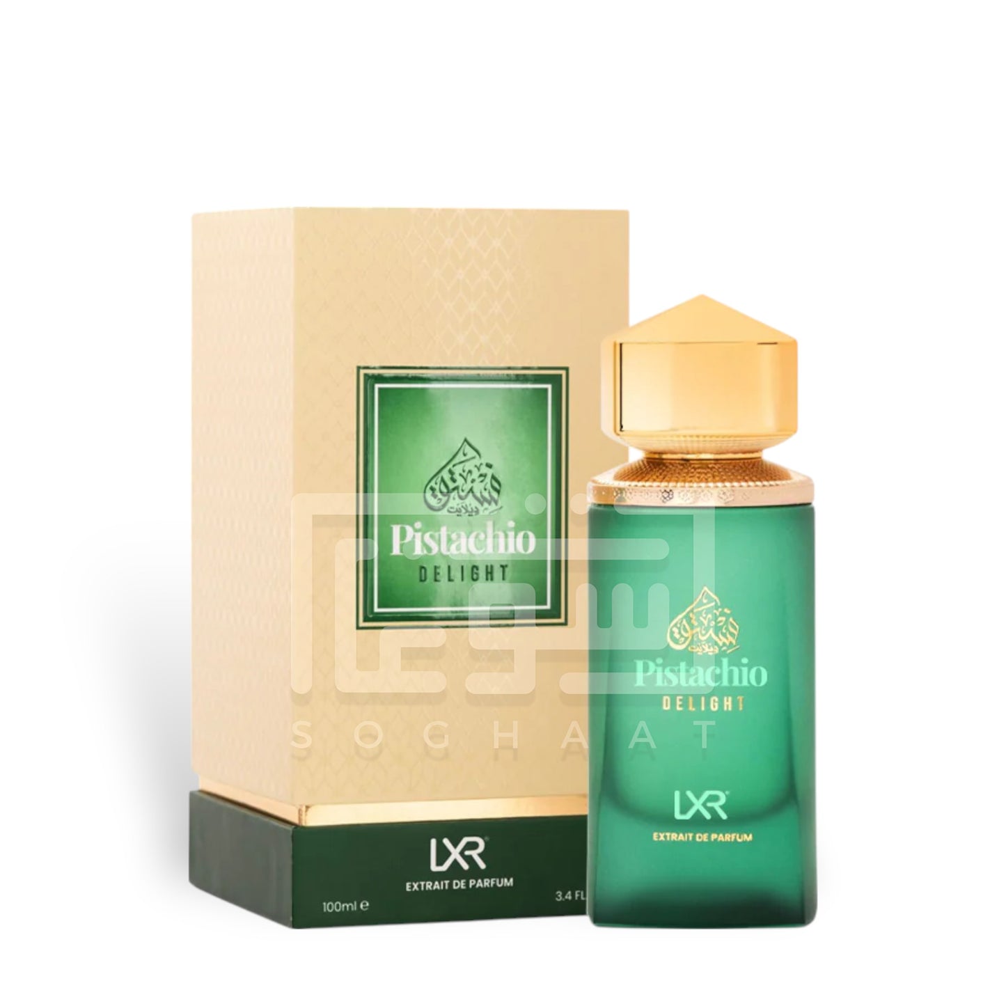 Pistachio Delight 100ml Extrait de Parfum by Fragrance World bottle and box