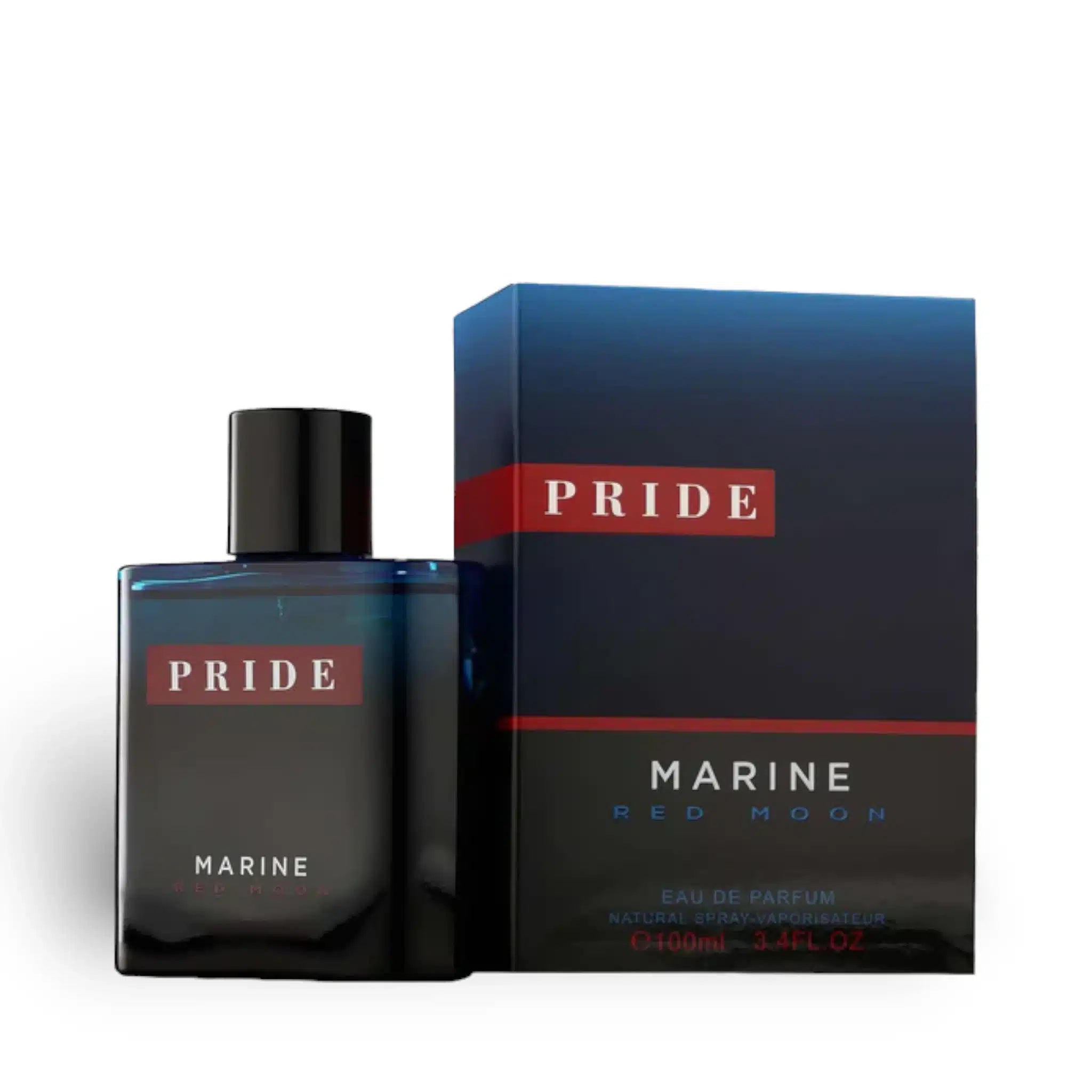 Pride Marine Red Moon 100ml Eau de Parfum by Fragrance World bottle and box