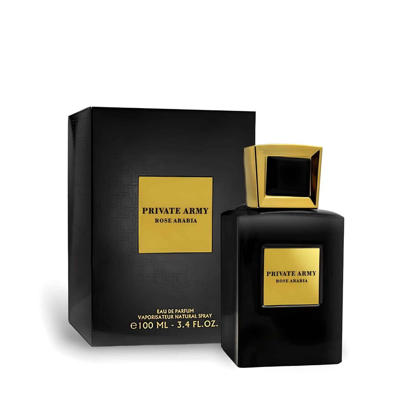 Private Army Rose Arabia 100ml Eau de Parfum by Fragrance World bottle and box