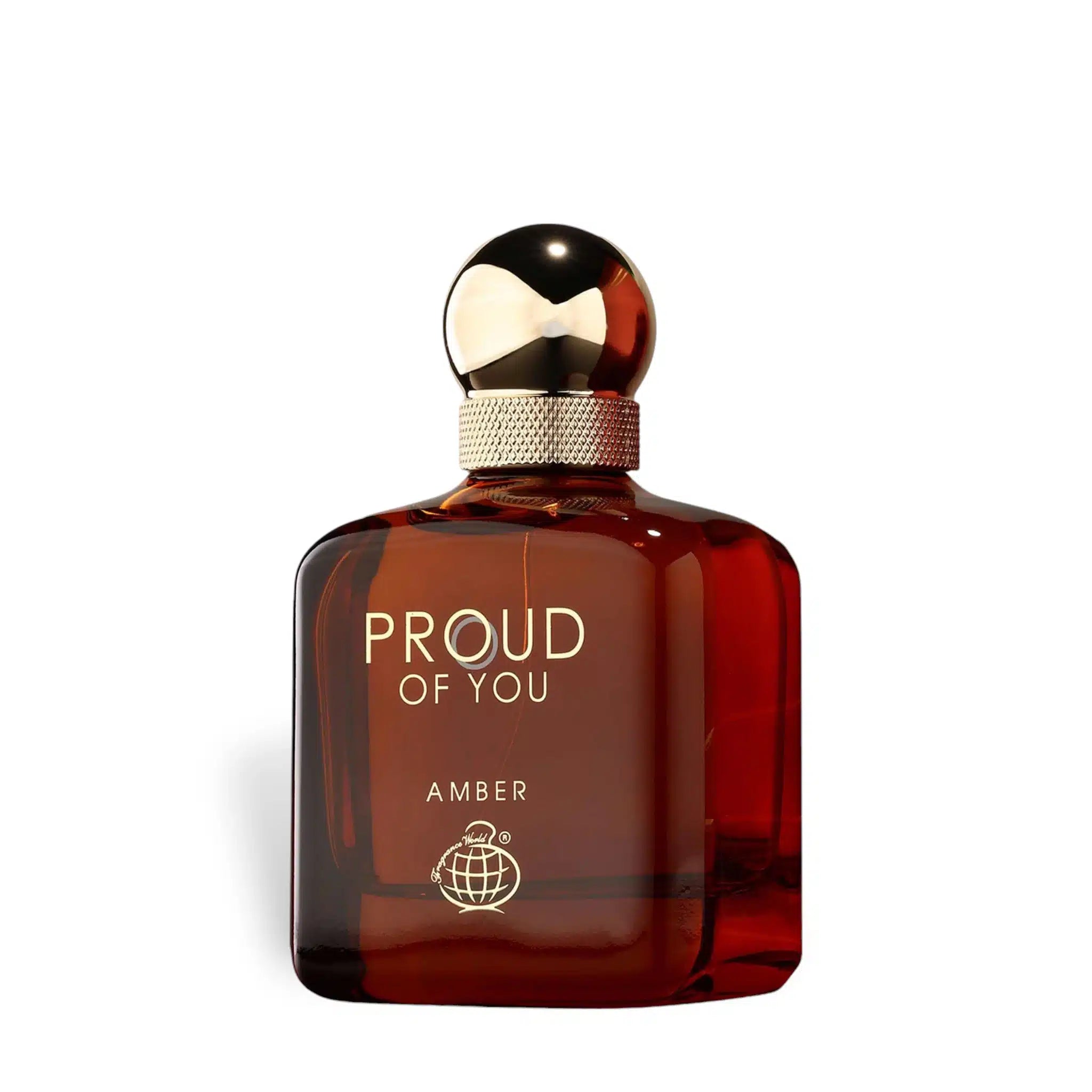 Proud of You Amber 100ml Eau de Parfum by Fragrance World fragrance packaging front view