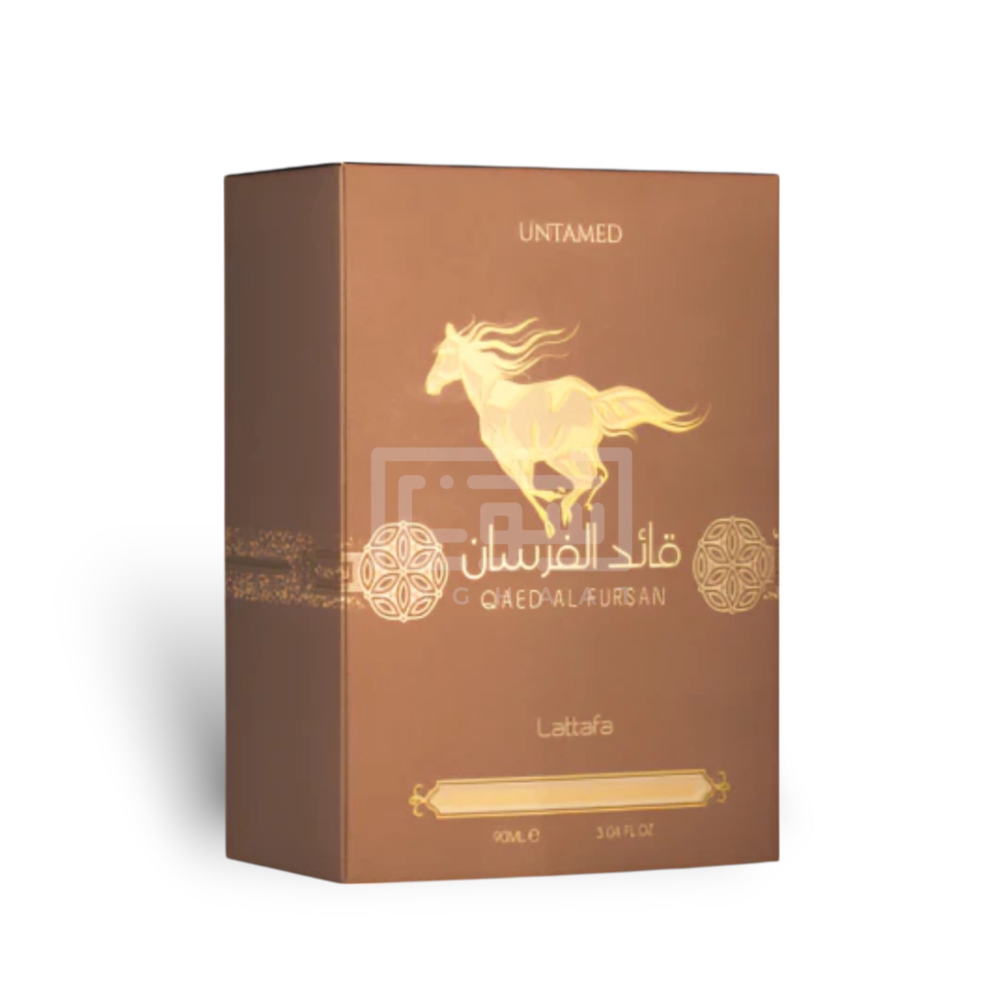 Qaed Al Fursan Untamed 90ml Eau de Parfum by Lattafa perfume bottle close up