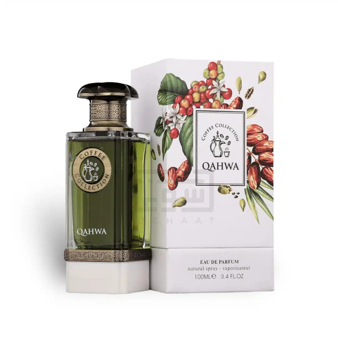 Qahwa (Coffee Collection) 100ml Eau de Parfum by Fragrance World bottle and box