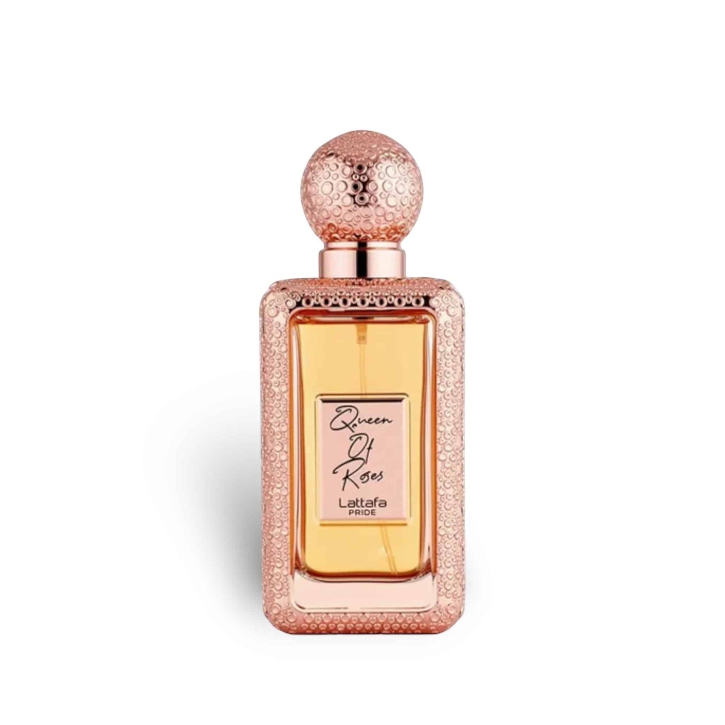 Queen Of Roses 100ml Eau de Parfum by Lattafa Pride perfume bottle close up