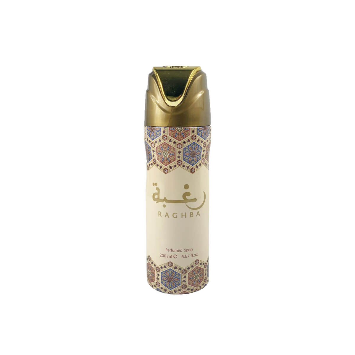 Raghba Perfumed 200ml Body Spray by Lattafa body spray can and packaging