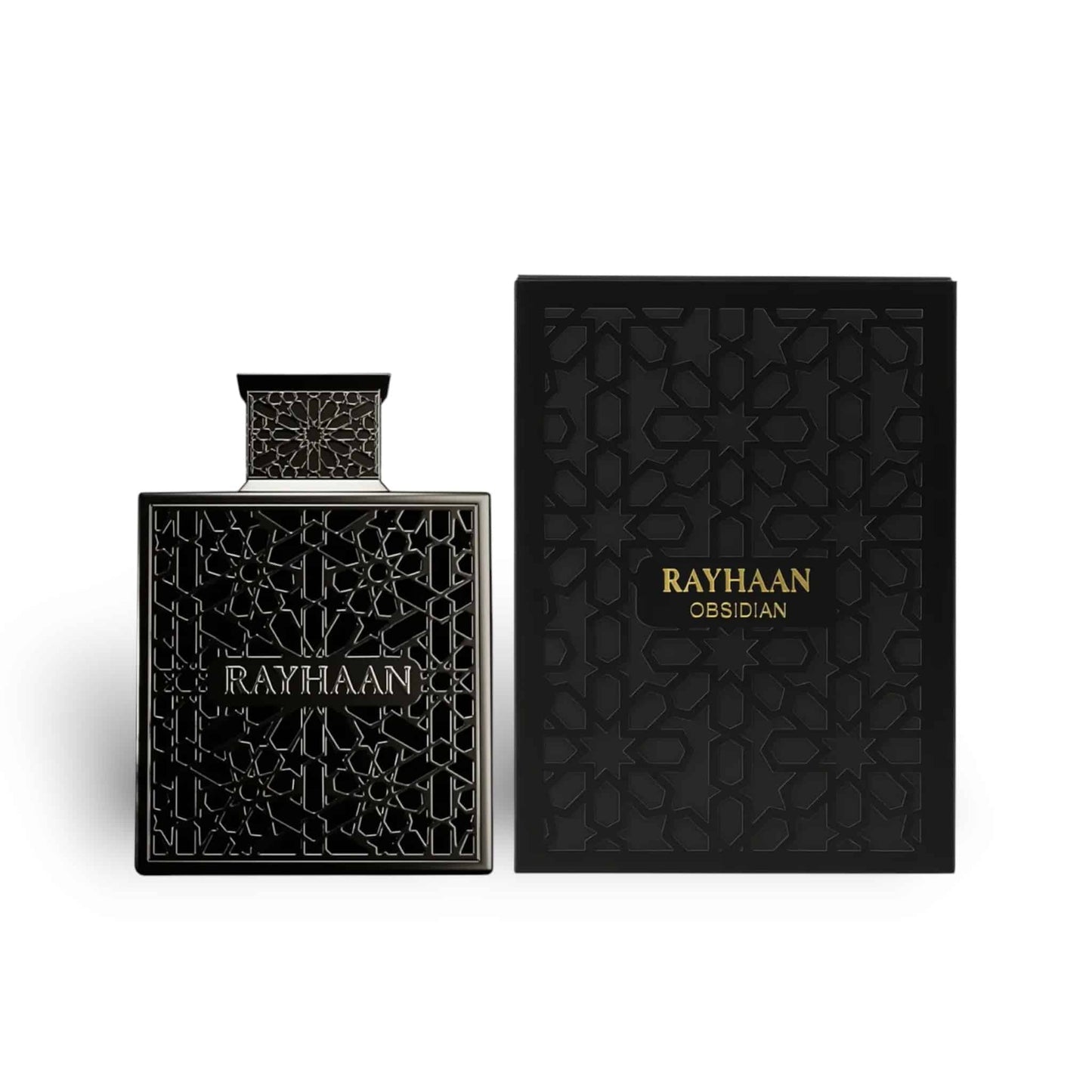 Rayhaan Obsidian 100ml Eau de Parfum by Rayhaan bottle and box