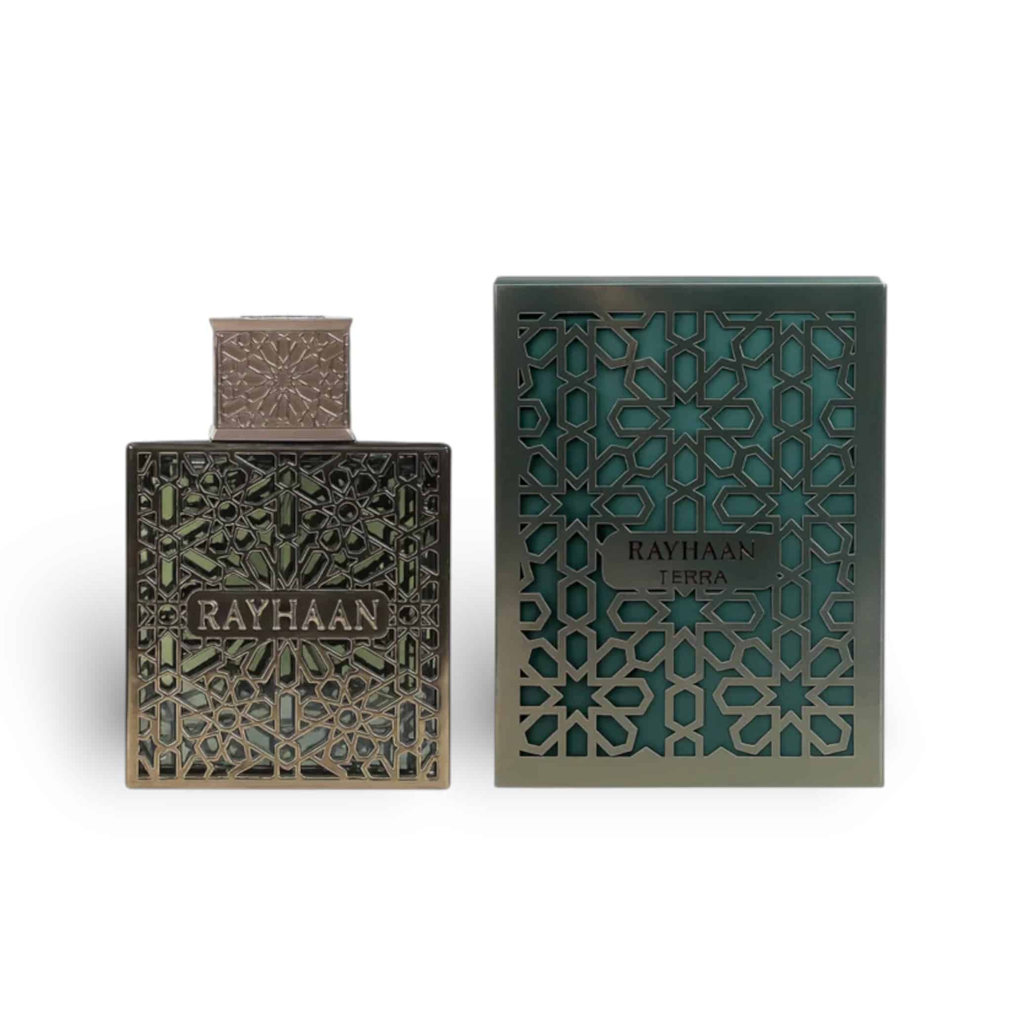 Rayhaan Terra 100ml Eau de Parfum by Rayhaan bottle and box