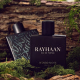 Rayhaan Wood Noir 100ml Eau de Parfum by Rayhaan bottle and box