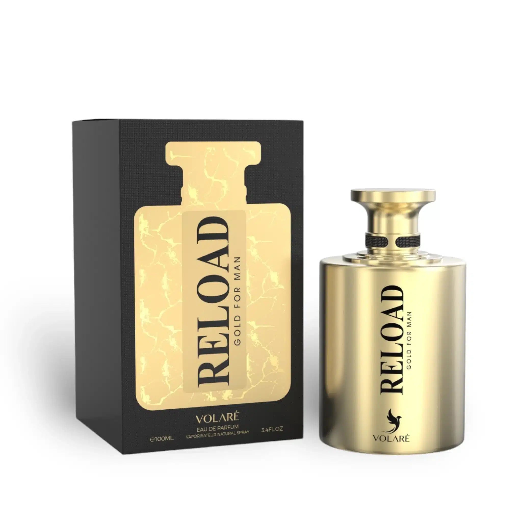 Reload Gold 100ml Eau de Parfum by Lattafa bottle and box