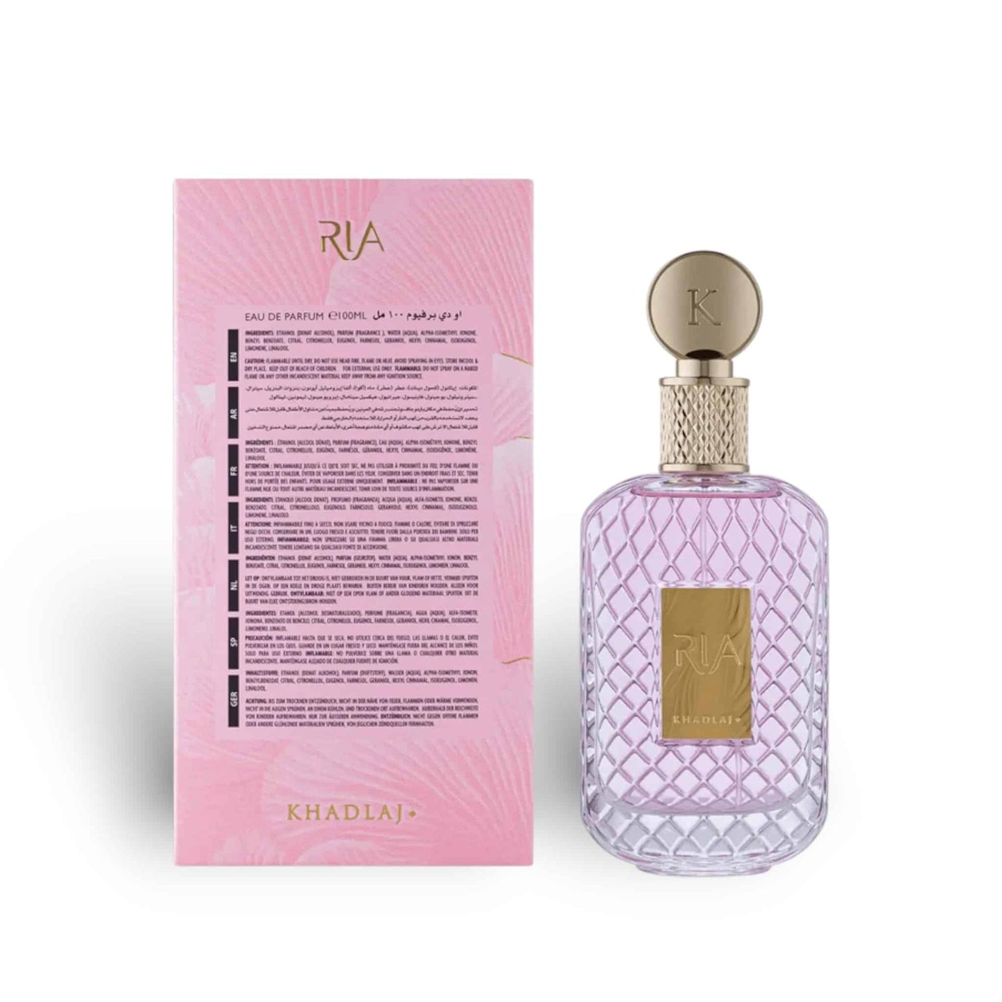 Ria 100ml Eau de Parfum by Khadlaj fragrance packaging front view