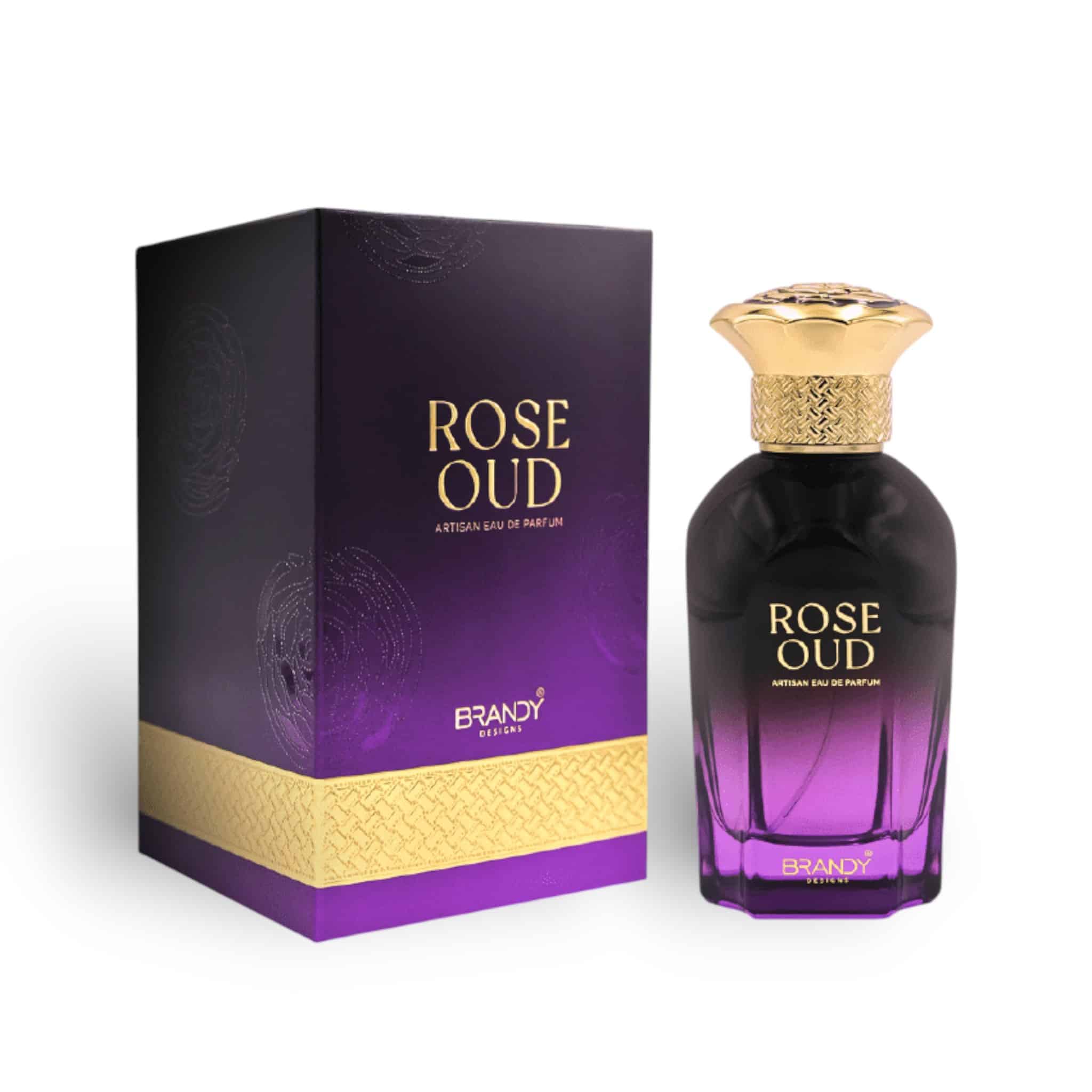 Rose Oud 100ml Eau de Parfum by Brandy Designs bottle and box