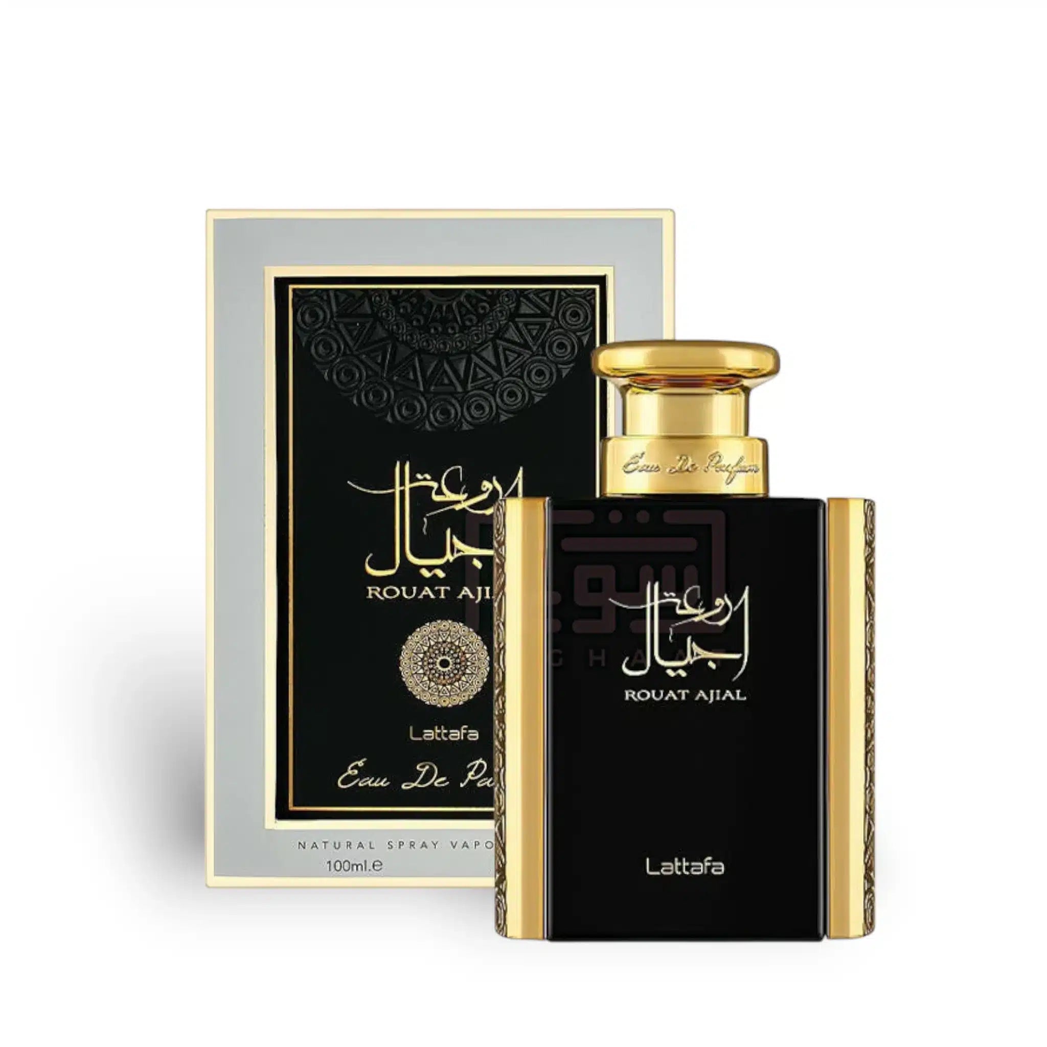 Rouat Ajial 100ml Eau de Parfum by Lattafa fragrance packaging front view