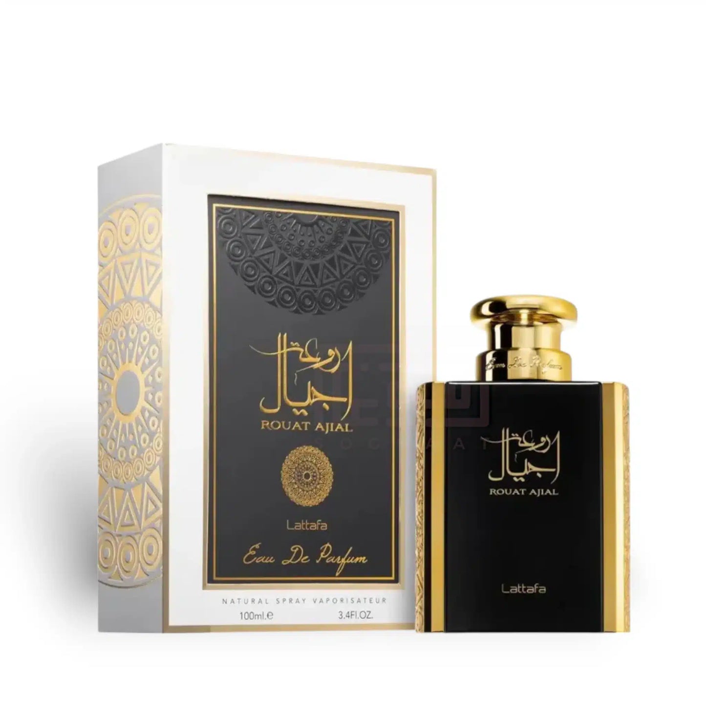 Rouat Ajial 100ml Eau de Parfum by Lattafa bottle and box