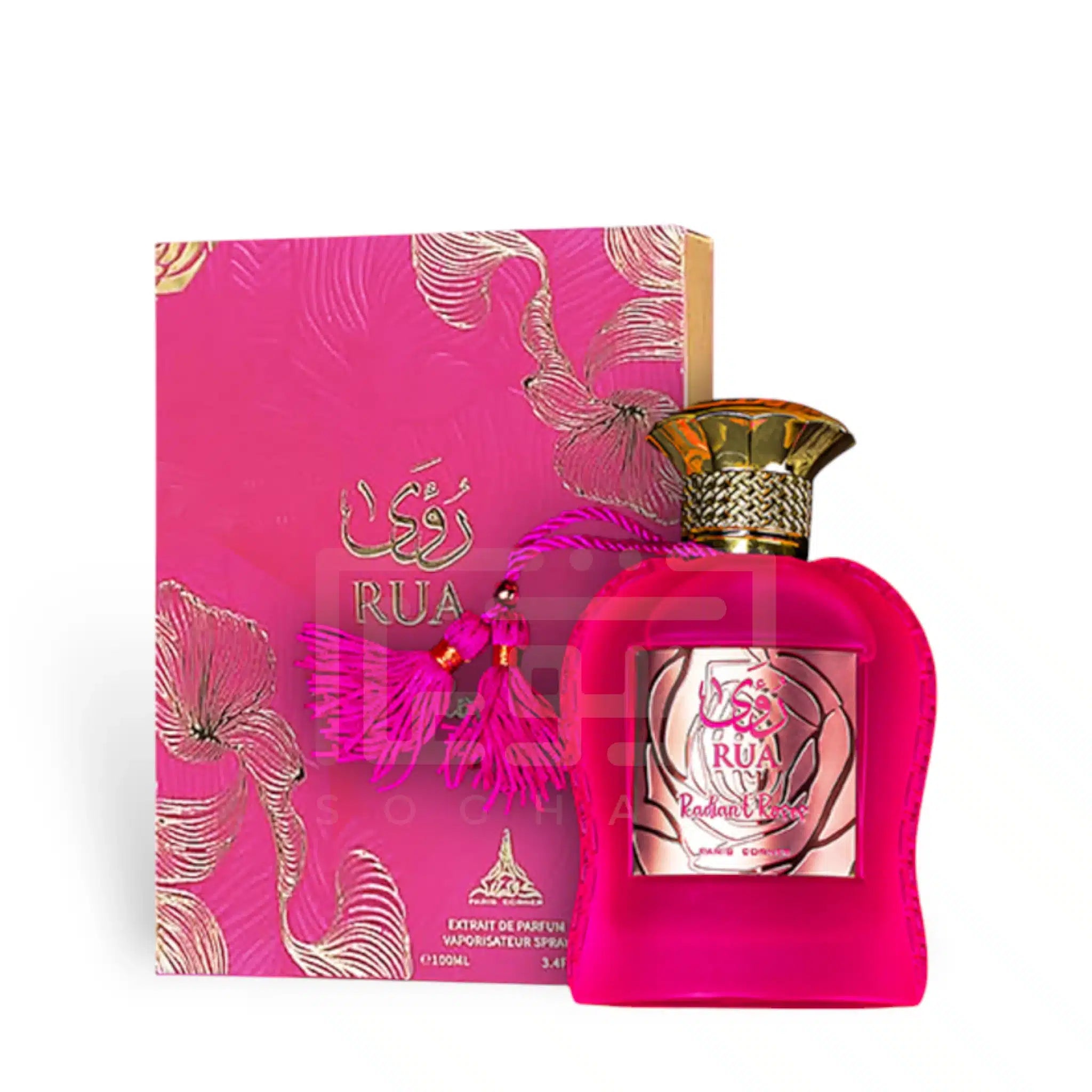 Rua Radiant Roses 100ml Eau de Parfum by Paris Corner bottle and box