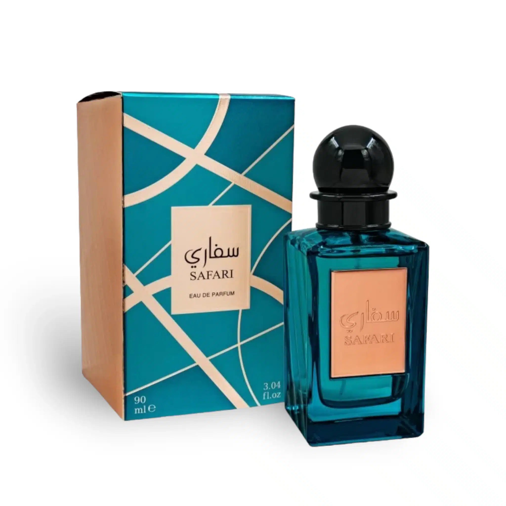 Safari 90ml Eau de Parfum by Athoor Al Alam bottle and box