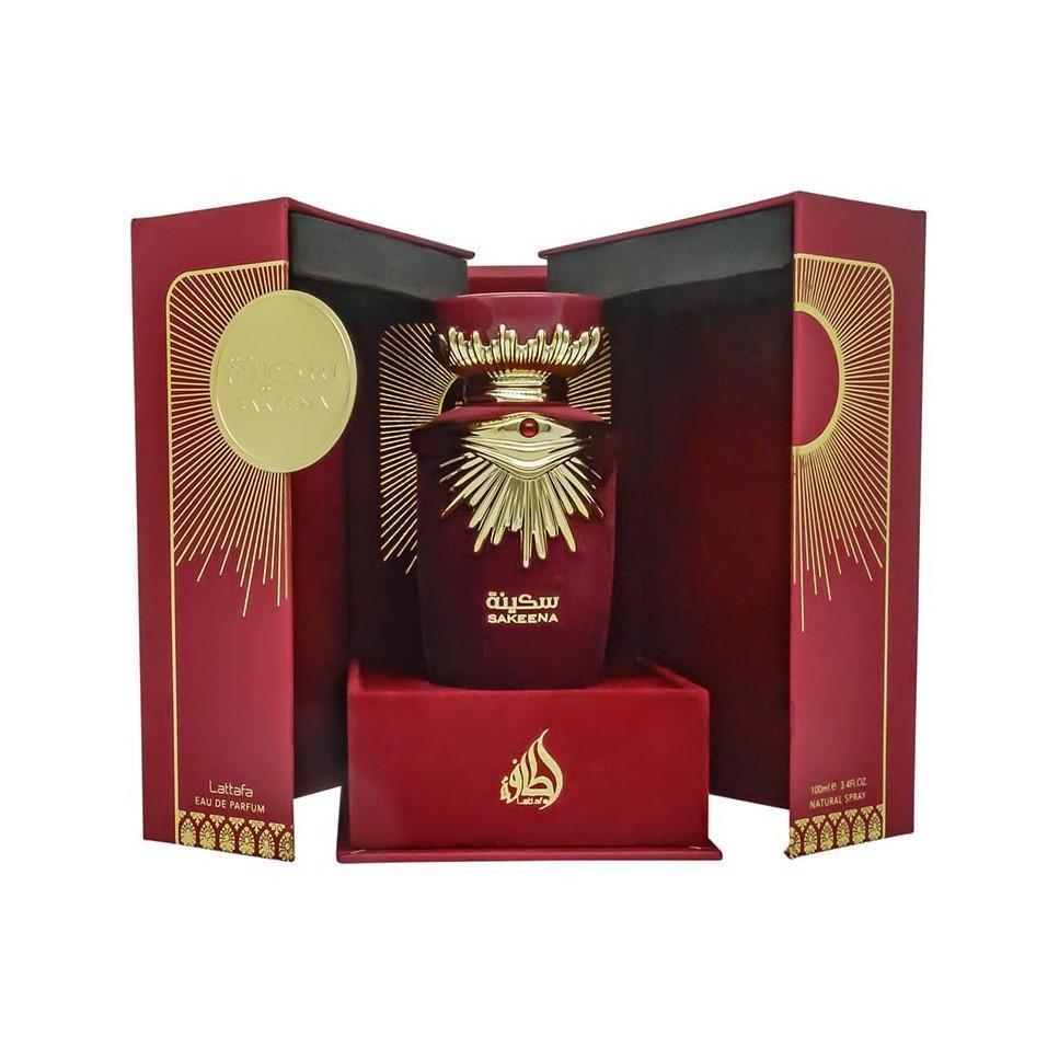 Sakeena 100ml Eau de Parfum by Lattafa perfume bottle close up