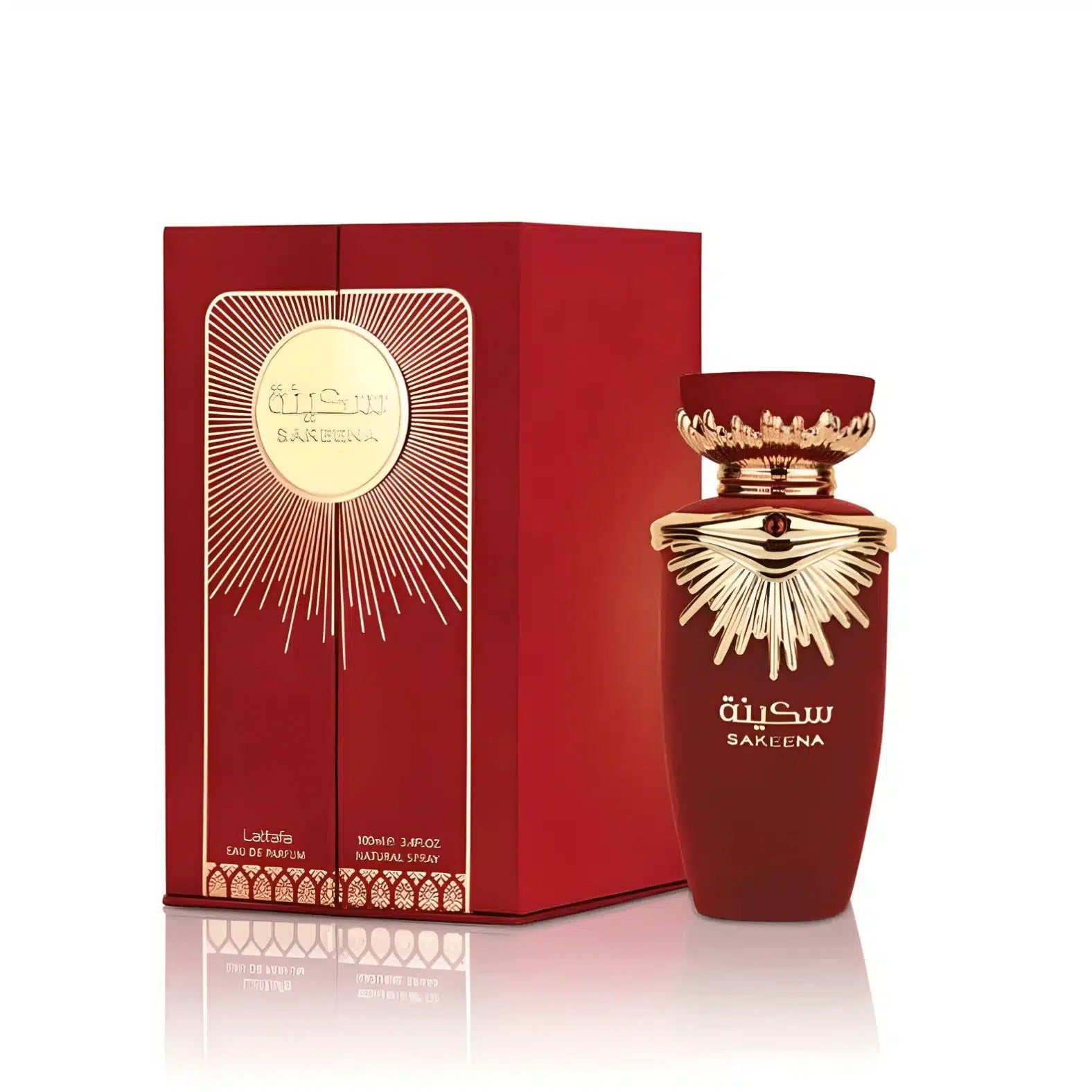 Sakeena 100ml Eau de Parfum by Lattafa bottle and box