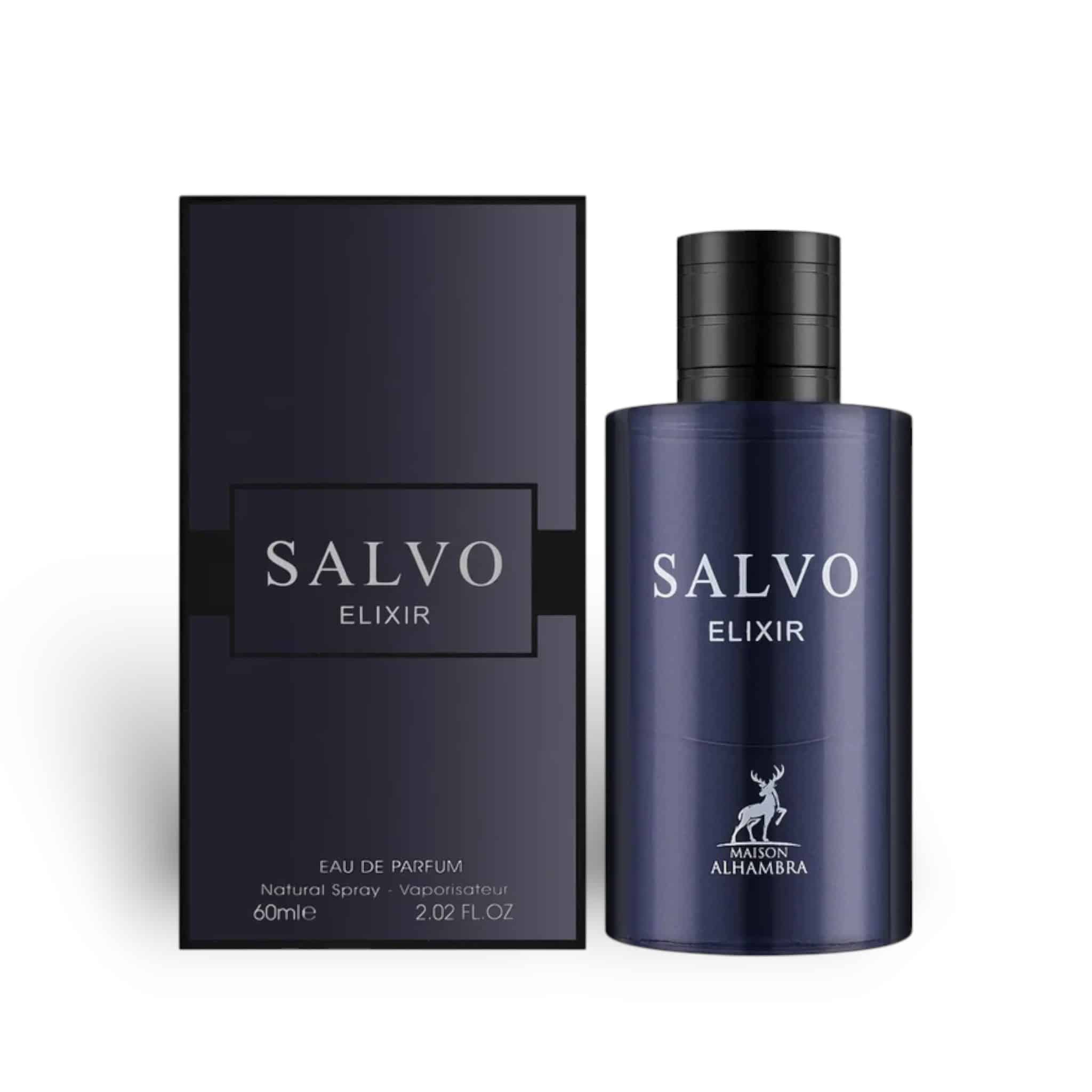 Salvo Elixir 60ml Eau de Parfum by Maison Alhambra bottle and box