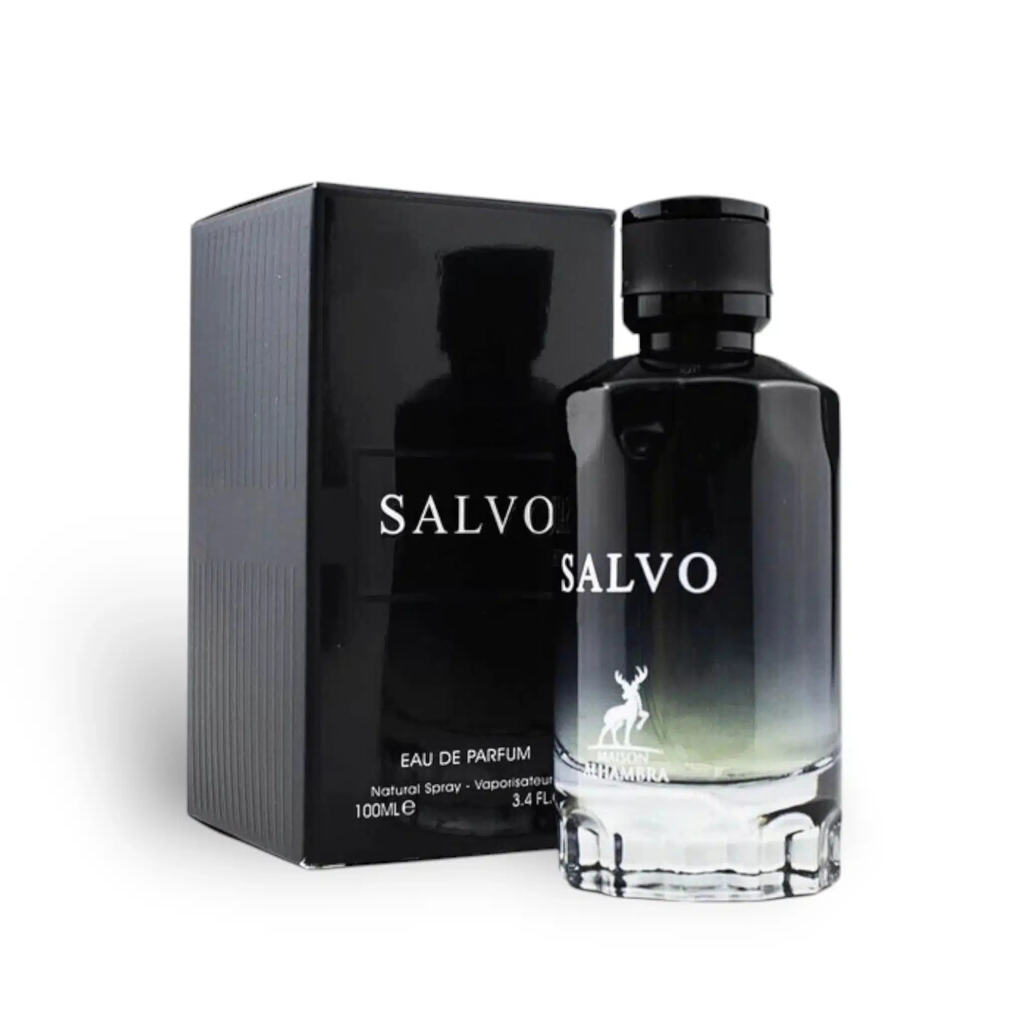 Salvo 100ml Eau de Parfum by Maison Alhambra bottle and box