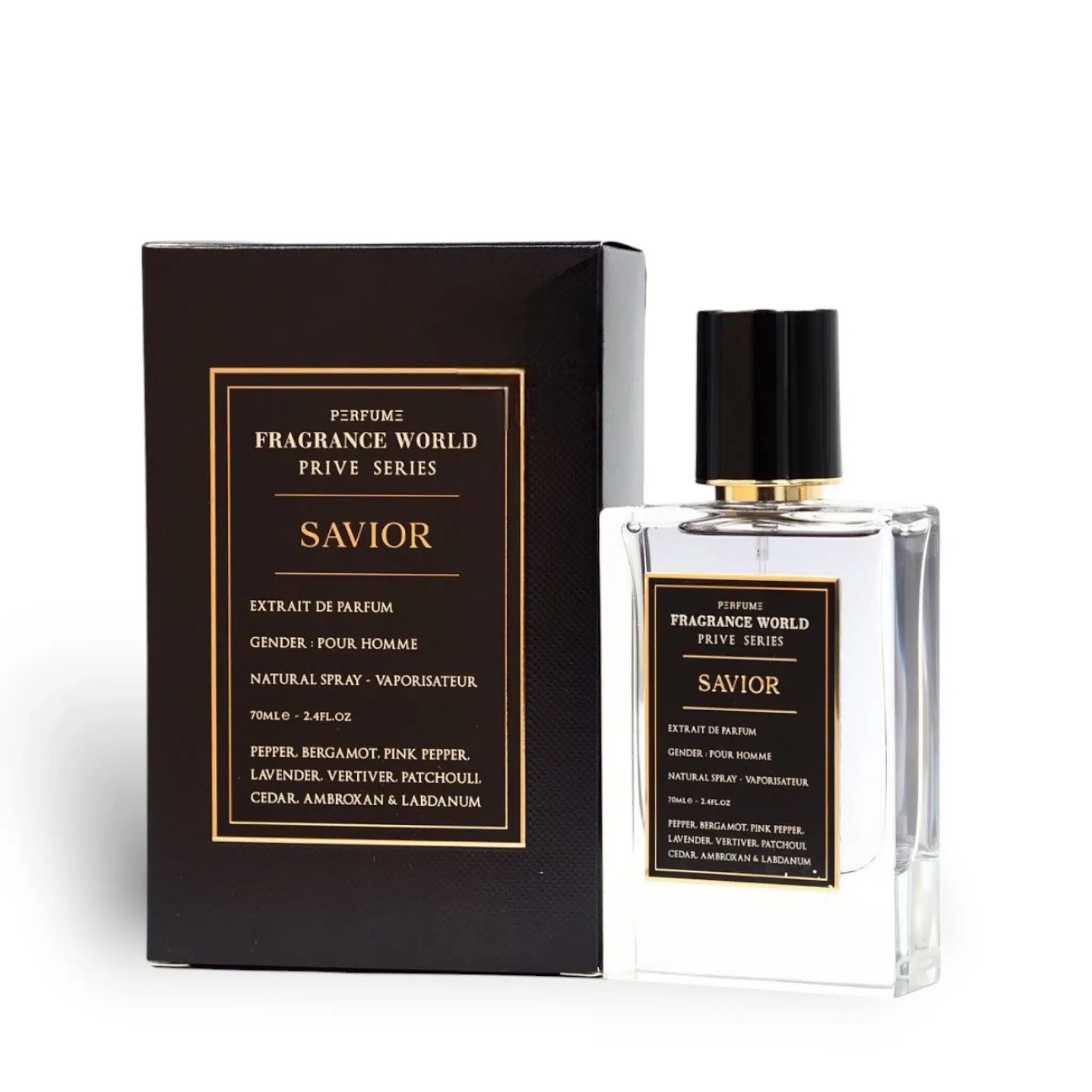 Savior (Prive Series) 70ml Eau de Parfum by Fragrance World bottle and box