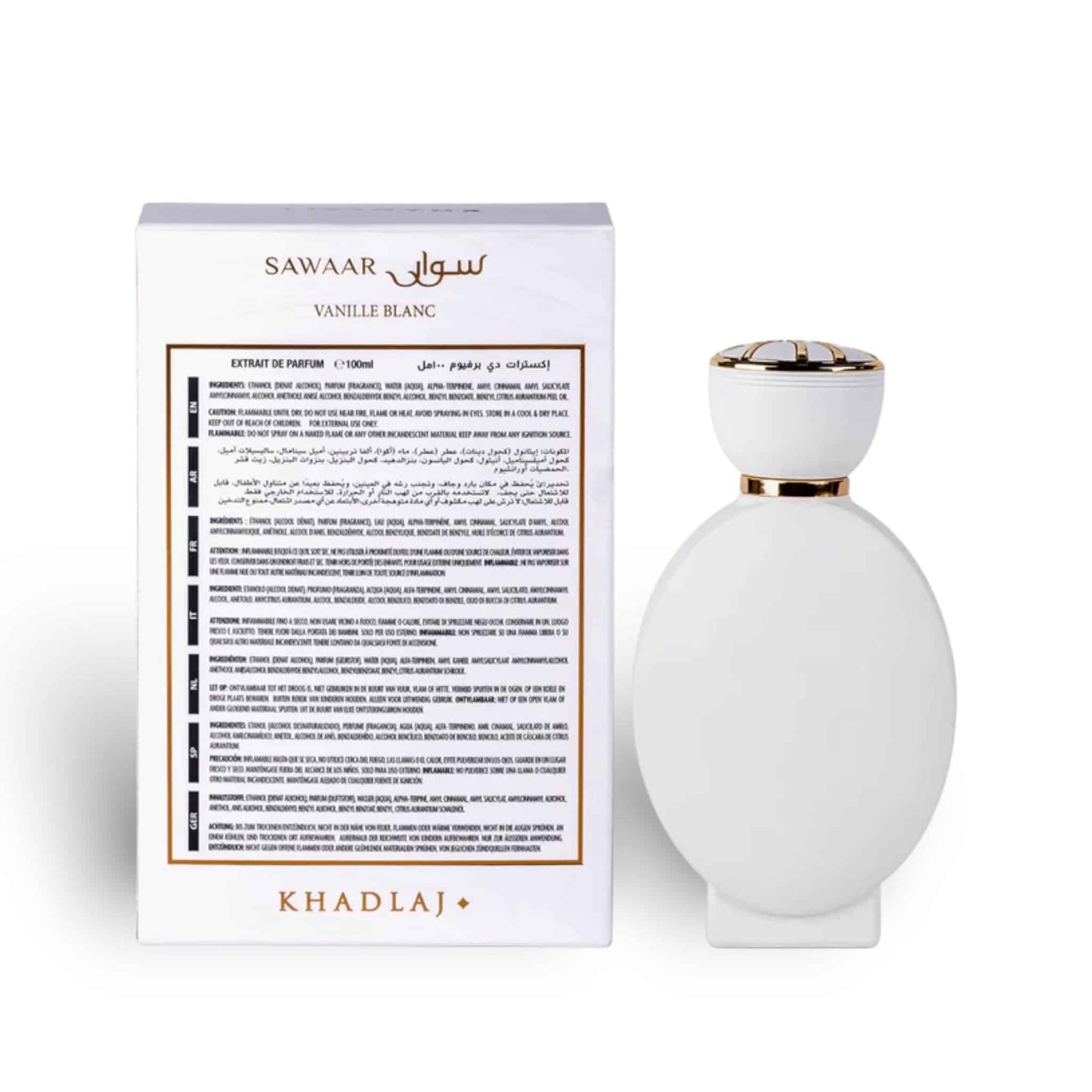 Sawaar Vanille Blanc 100ml Extrait de Parfum by Khadlaj fragrance bottle