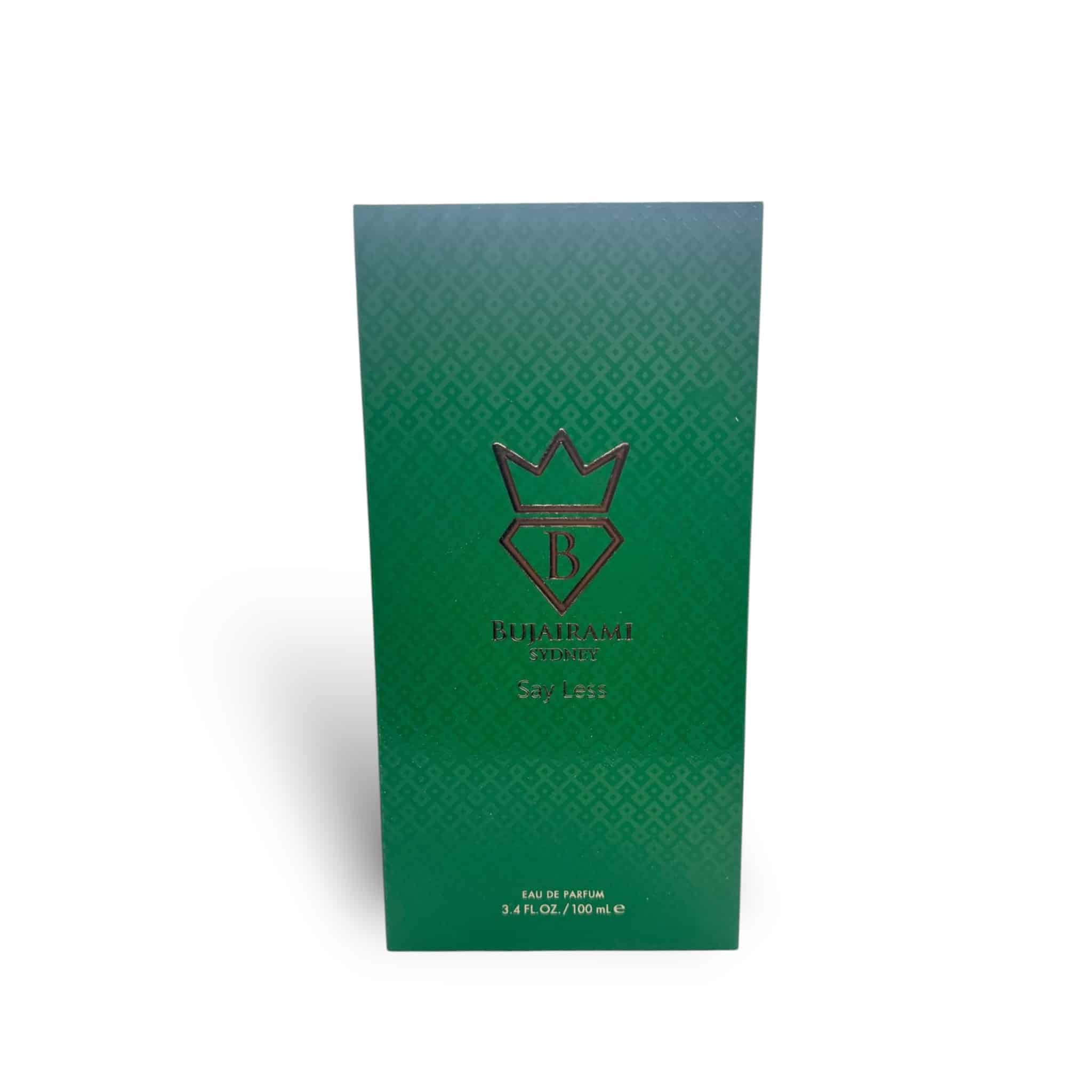 Say Less 100ml Eau de Parfum by Bujairami fragrance packaging front view