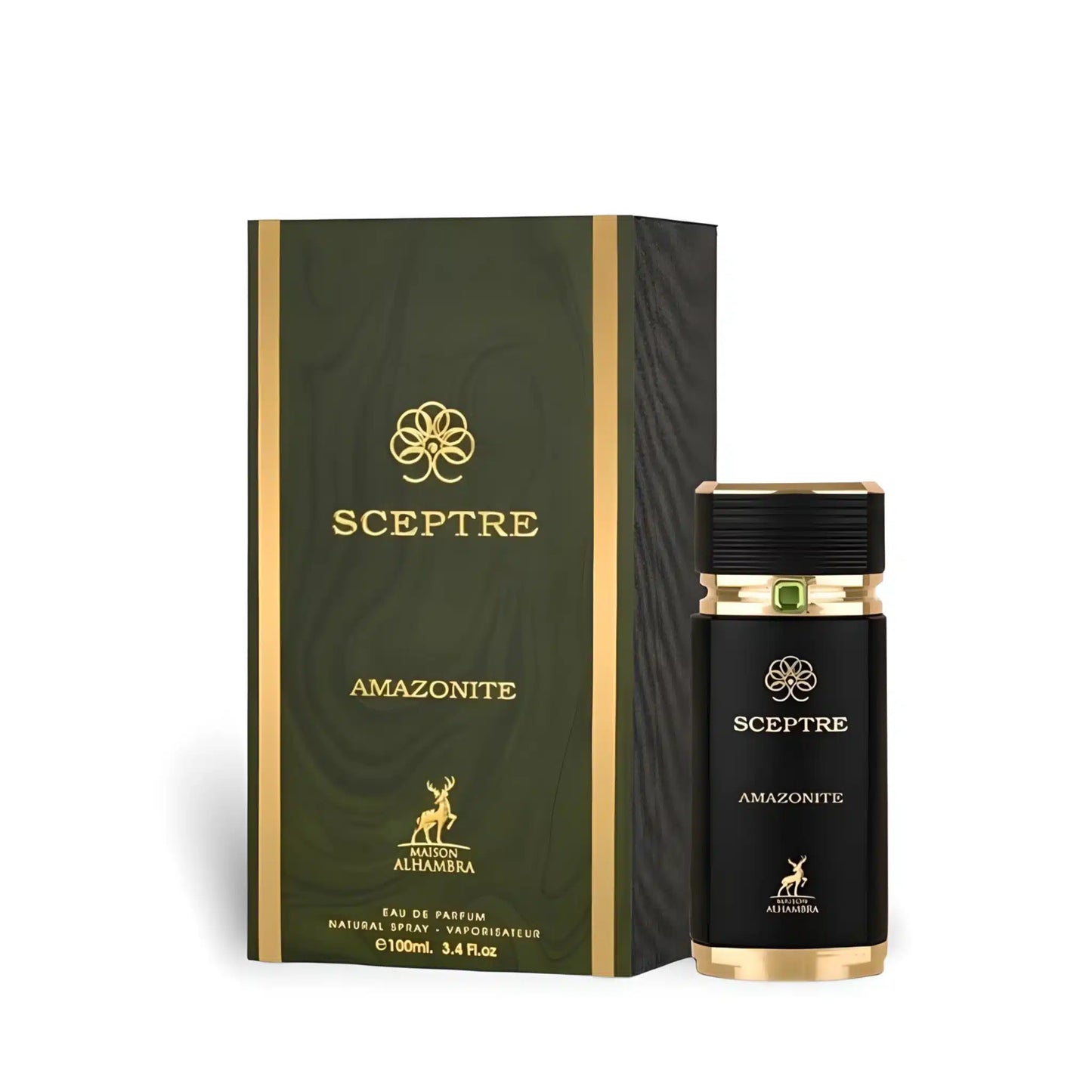 Sceptre Amazonite 100ml Eau de Parfum by Maison Alhambra bottle and box