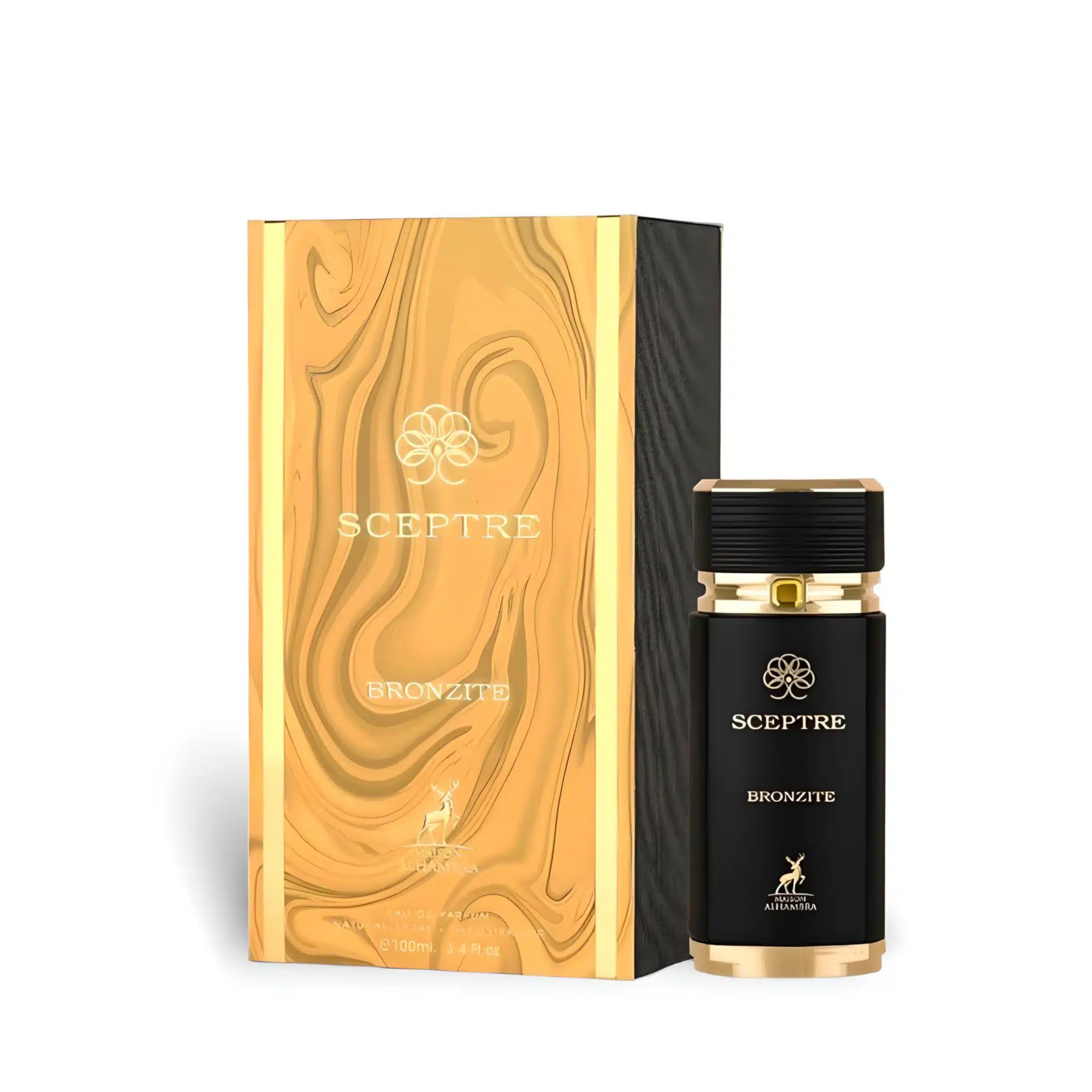 Sceptre Bronzite 100ml Eau de Parfum by Maison Alhambra bottle and box