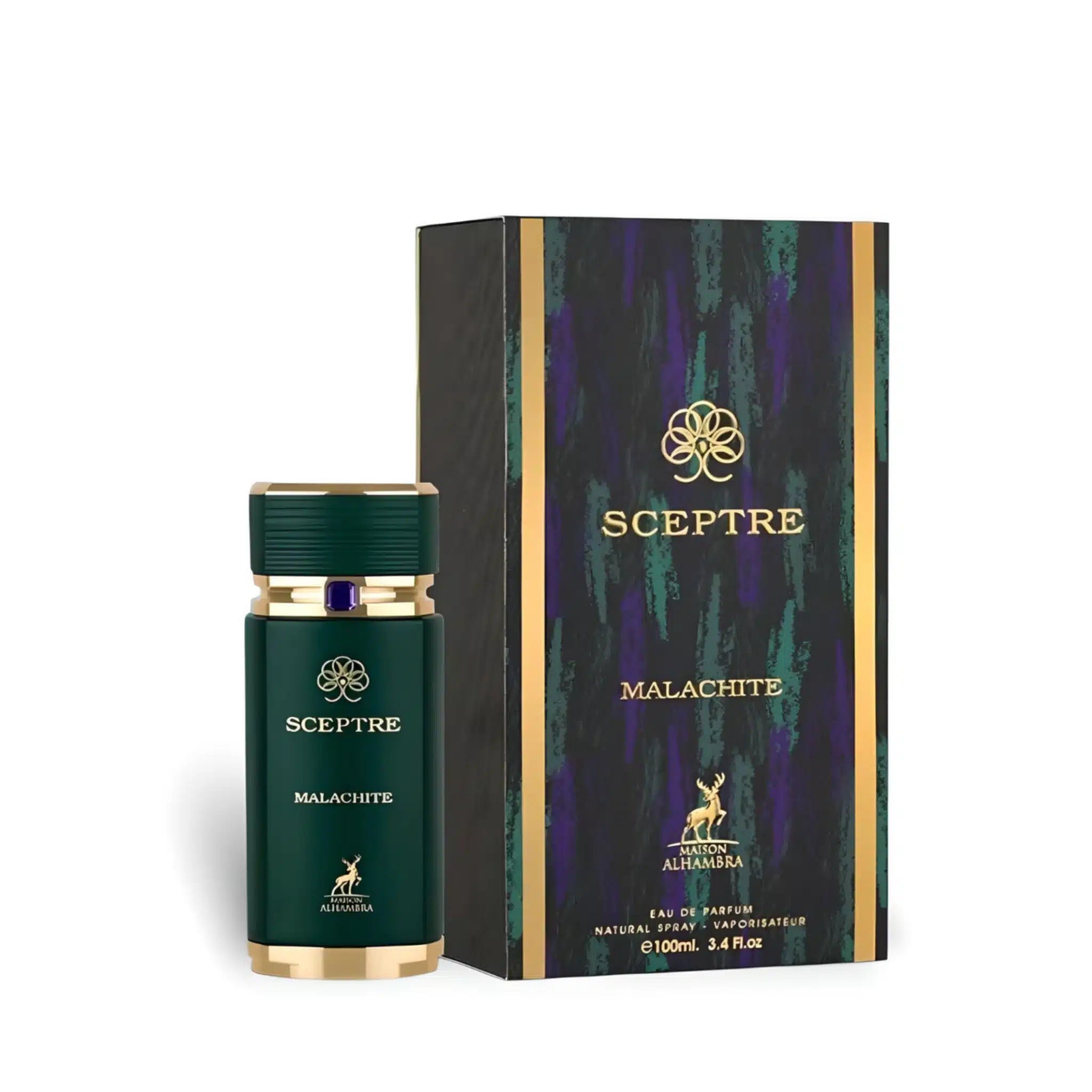 Sceptre Malachite 100ml Eau de Parfum by Maison Alhambra bottle and box