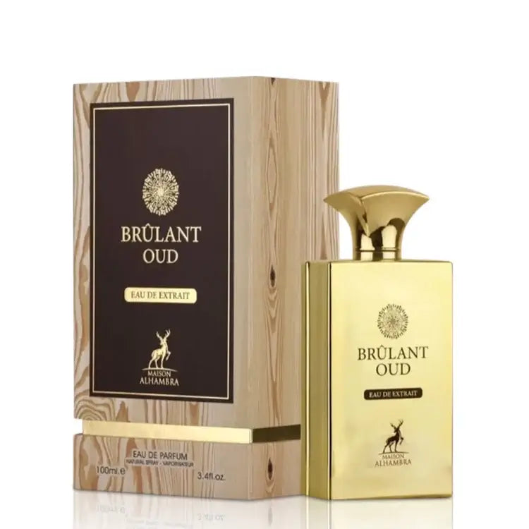 Brulant Oud Eau De 100ml Extrait de Parfum by Maison Alhambra bottle and box