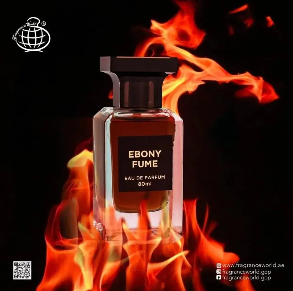 Ebony Fume 80ml Eau de Parfum by Fragrance World fragrance packaging front view