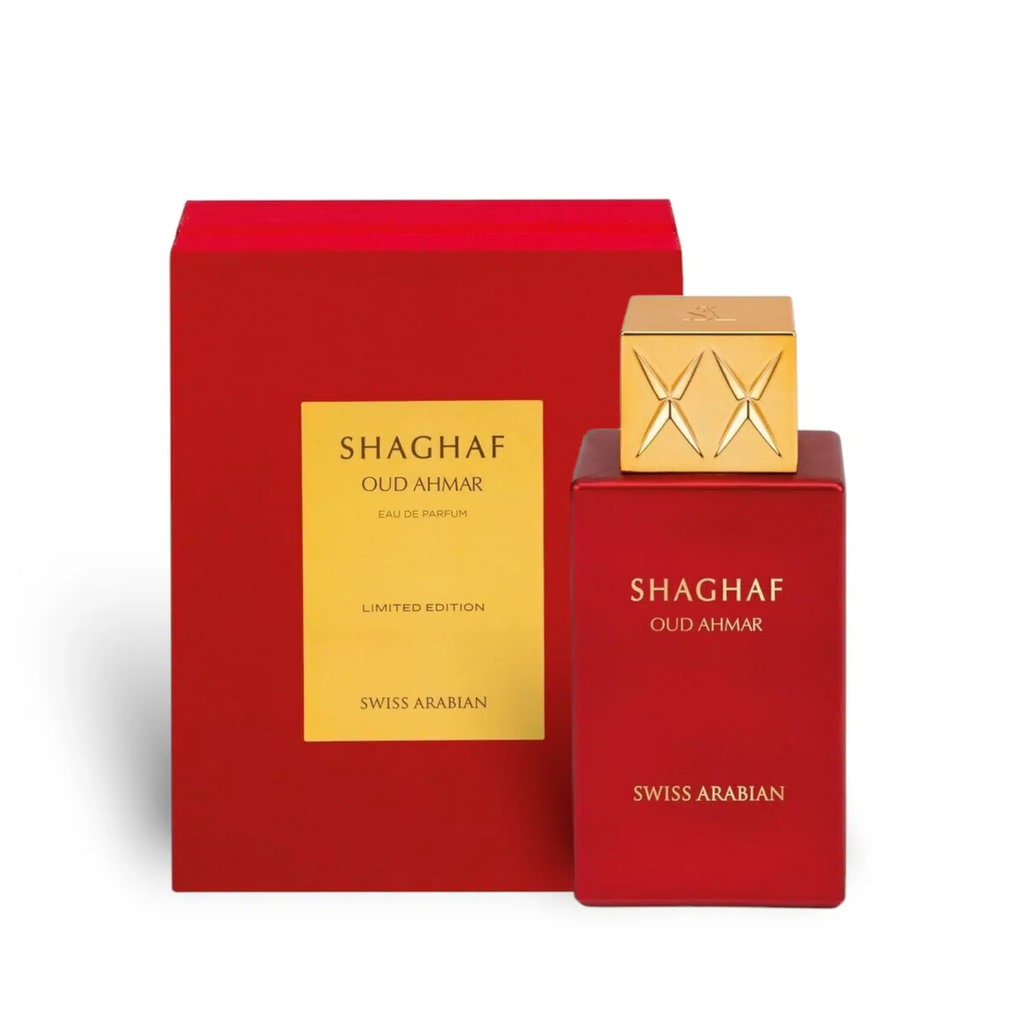 Shaghaf Oud Ahmar 75ml Eau de Parfum by Swiss Arabian perfume bottle close up