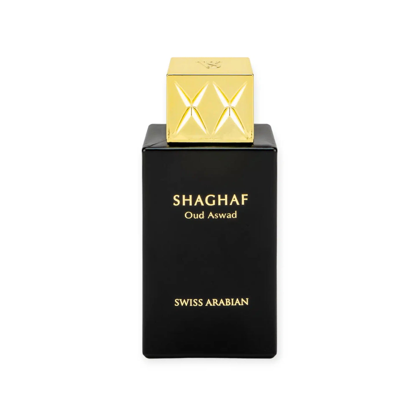 Shaghaf Oud Aswad 75ml Eau de Parfum by Swiss Arabian fragrance packaging front view