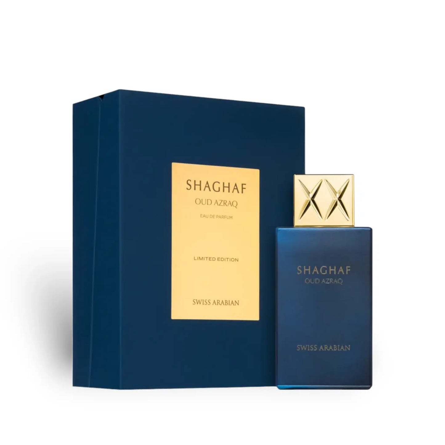 Shaghaf Oud Azraq 75ml Eau de Parfum by Swiss Arabian bottle and box